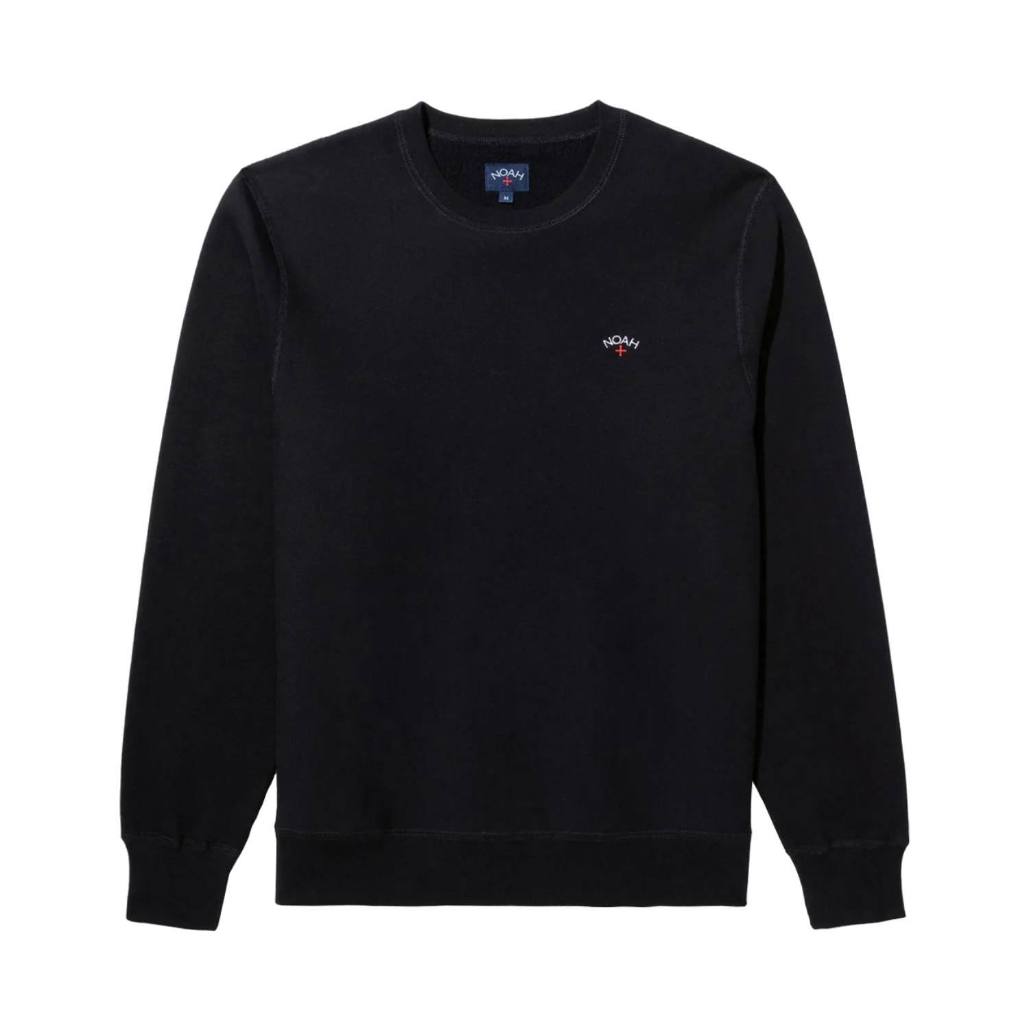 Noah Fleece Classic Crewneck Black front view in a white background