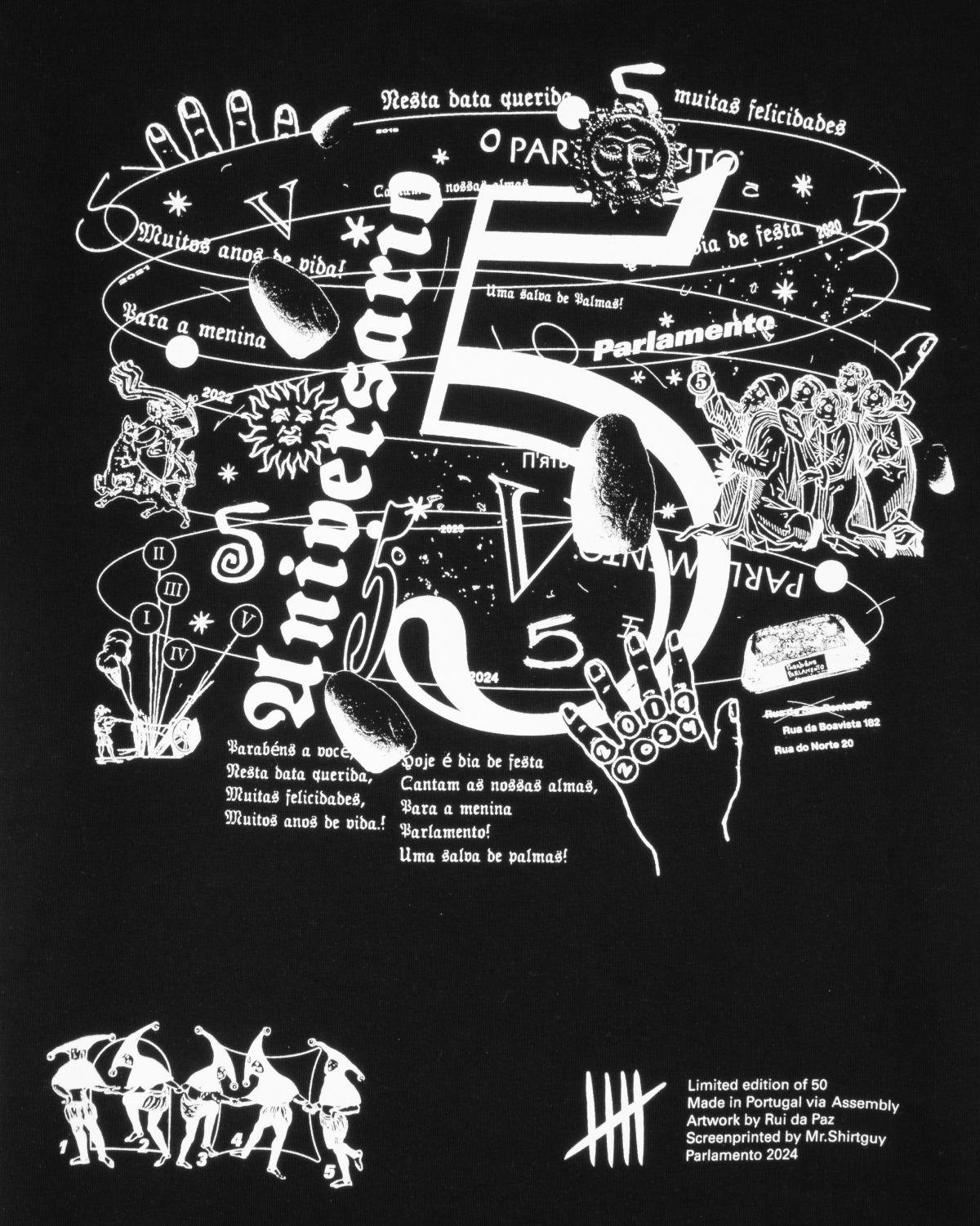 Parlamento Lisboa Five Years T-Shirt back print.