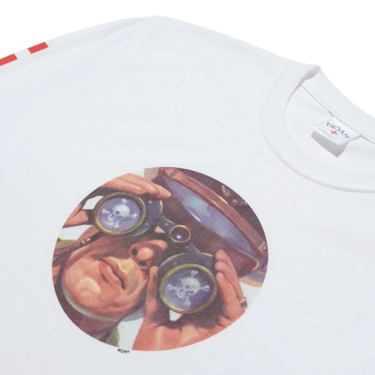 Noah SOS Long Sleeve Tee White front view graphic detail in a white background