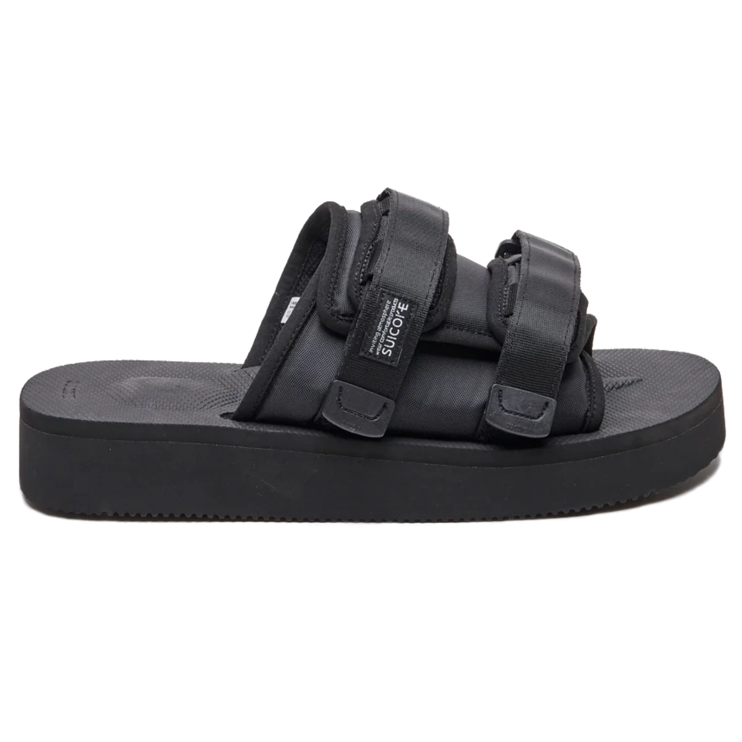 Suicoke Moto-PO Black side view in a white background
