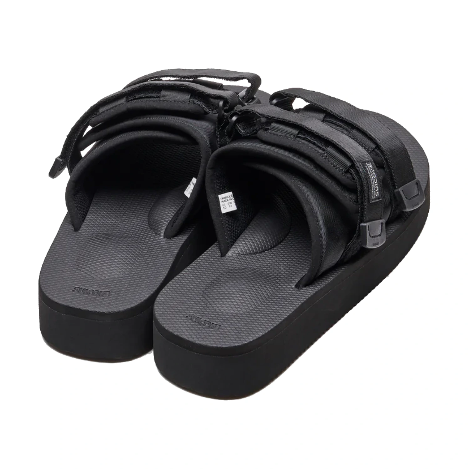 Suicoke Moto-PO Black back view in a white background