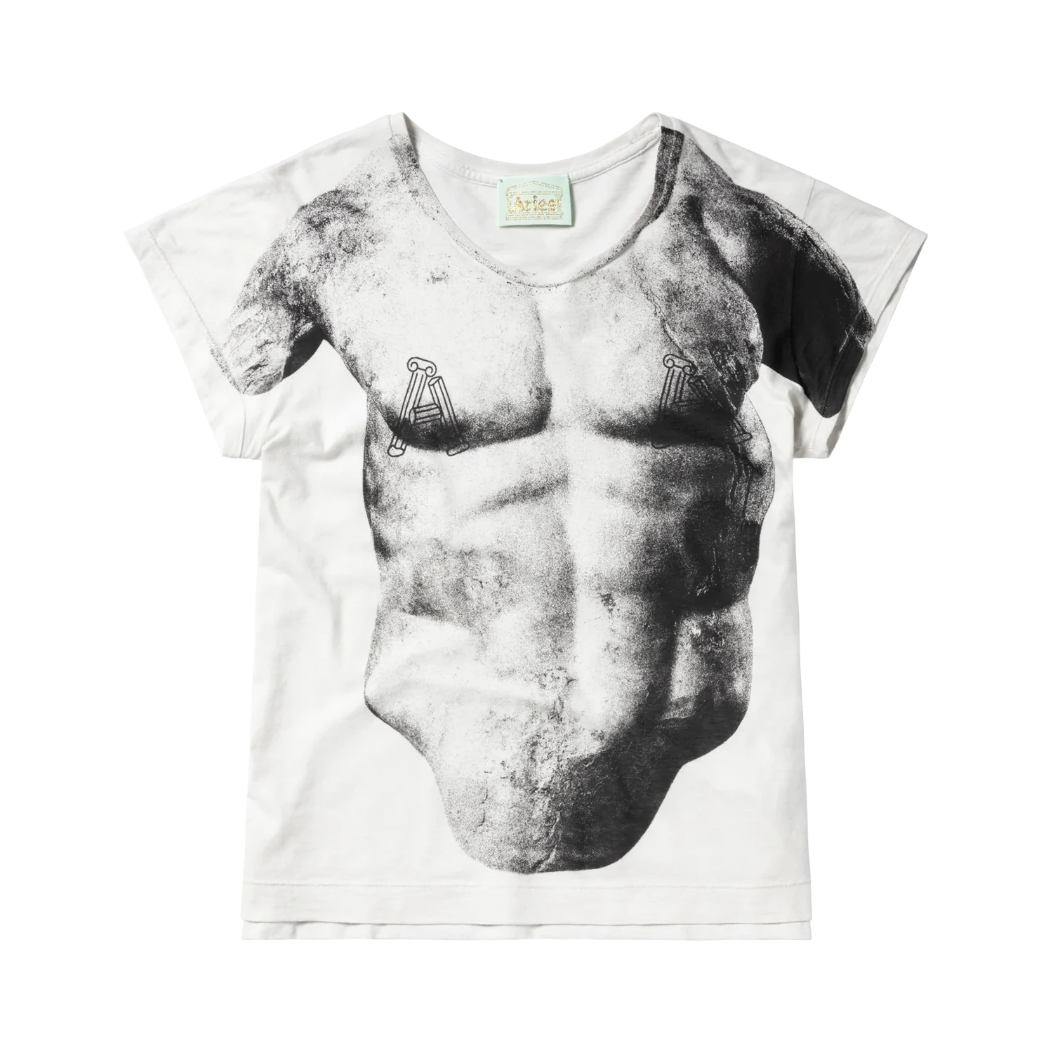 Aries Temple Torso Cap Sleeve Tee front view in a white background