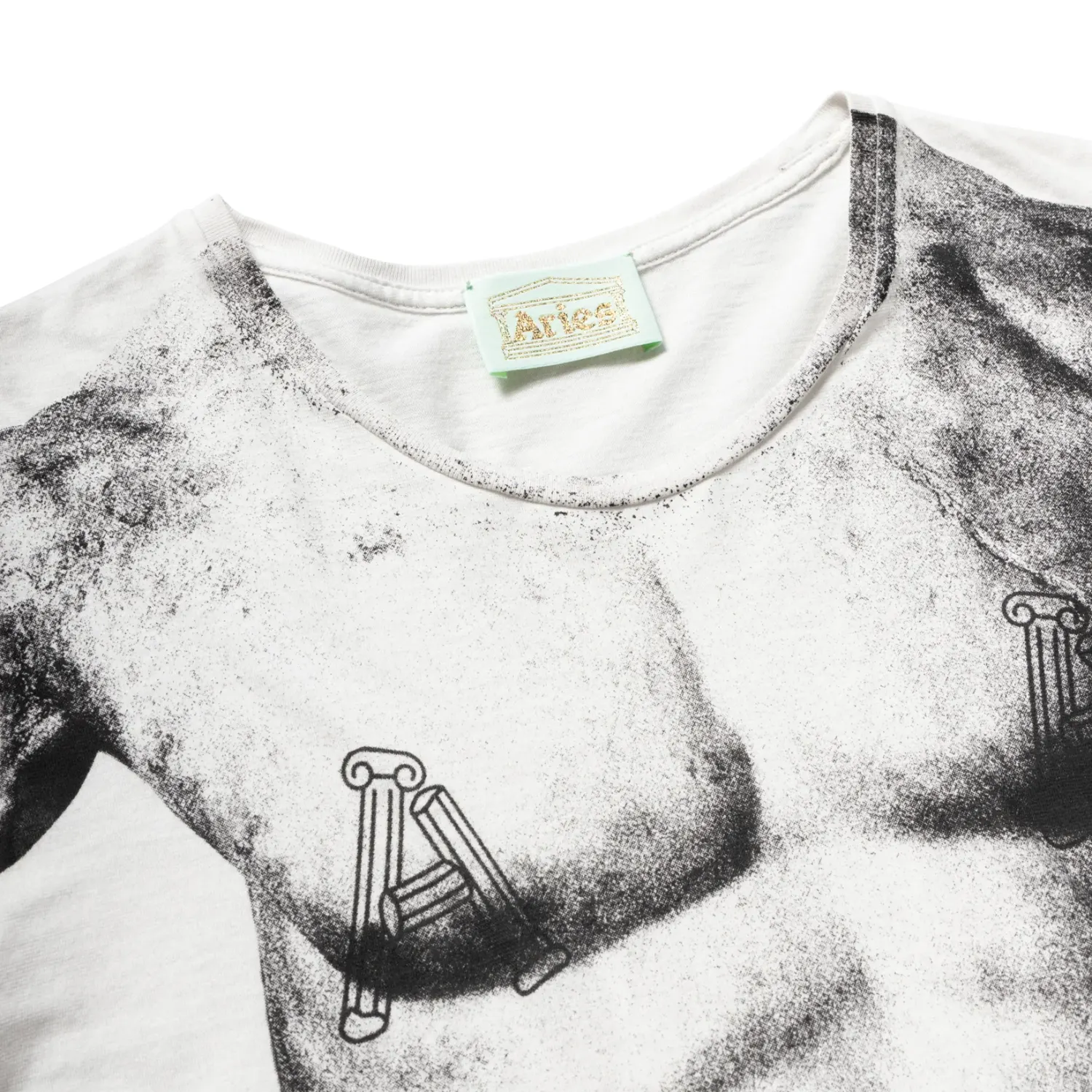 Aries Temple Torso Cap Sleeve Tee front view detail in a white background