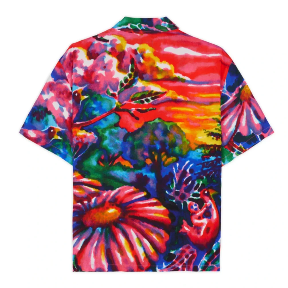 Brain Dead Forgotten Forest Short Sleeve Button Up Shirt back view in a white background