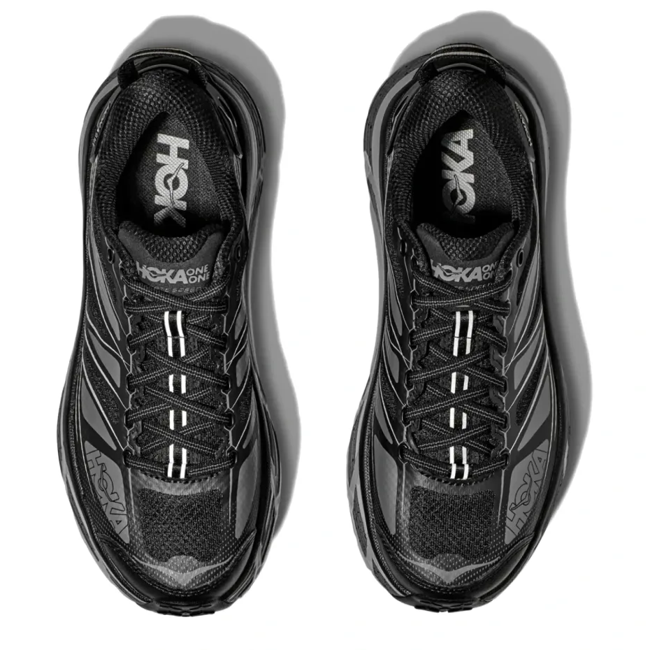 Hoka Mafate Speed 2 Black top view in a white background