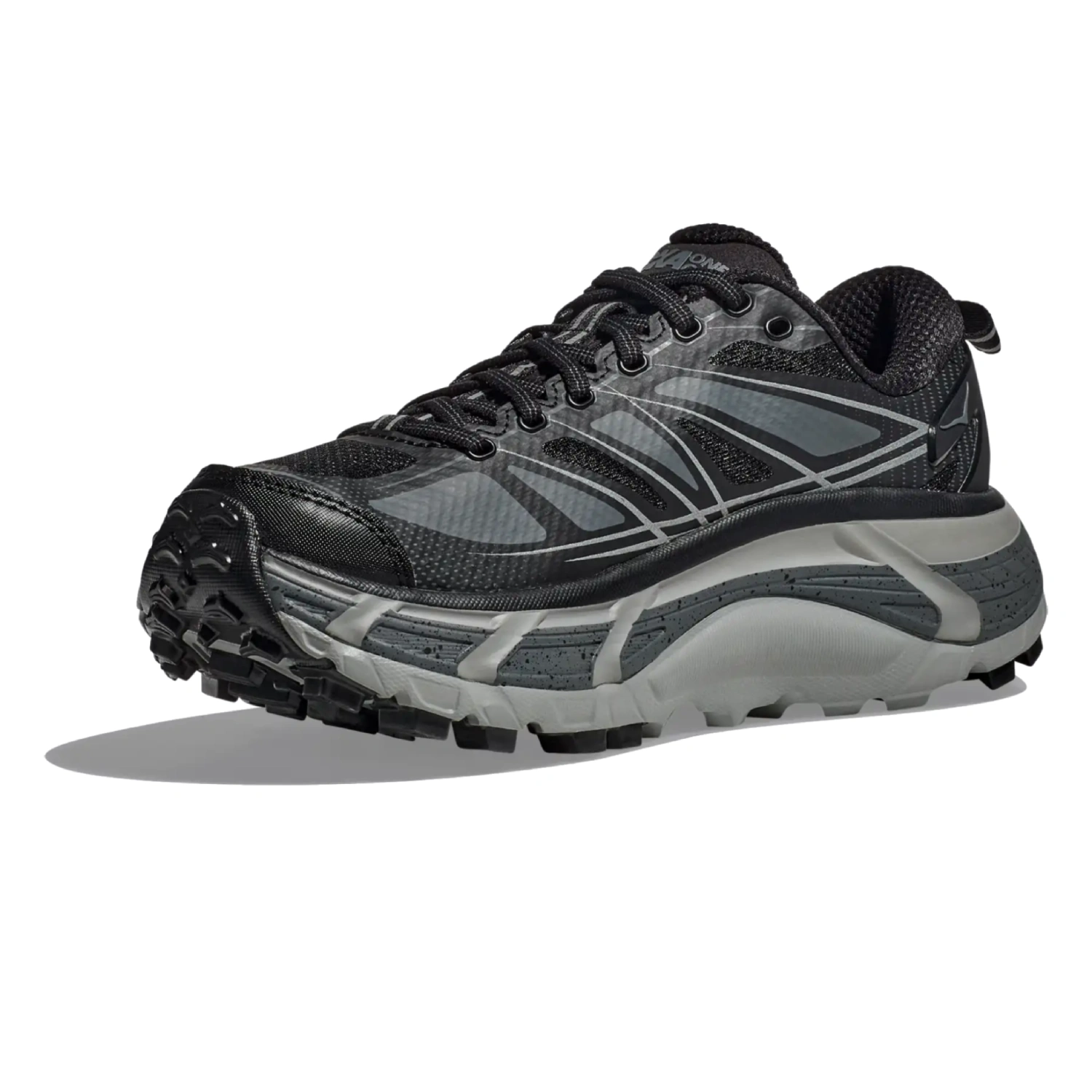 Hoka Mafate Speed 2 Black side view in a white background