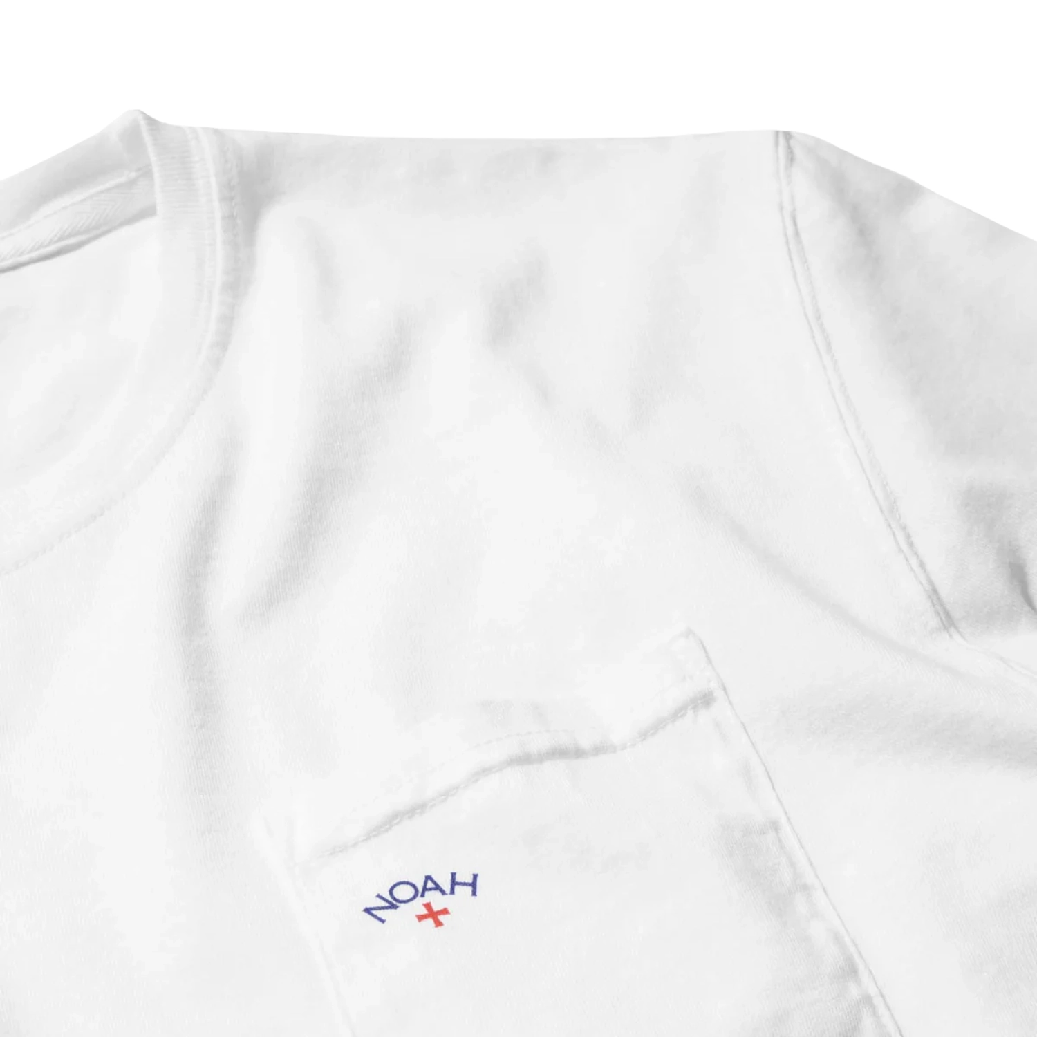 Noah Pocket Tee White front view detail in a white background