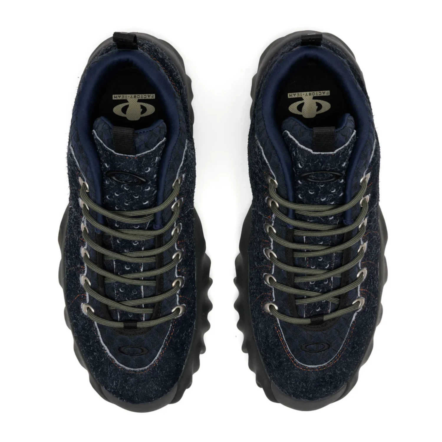 Oakley Factory Team Suede Edge Boot Hairy Blue Graphite top view in a white background