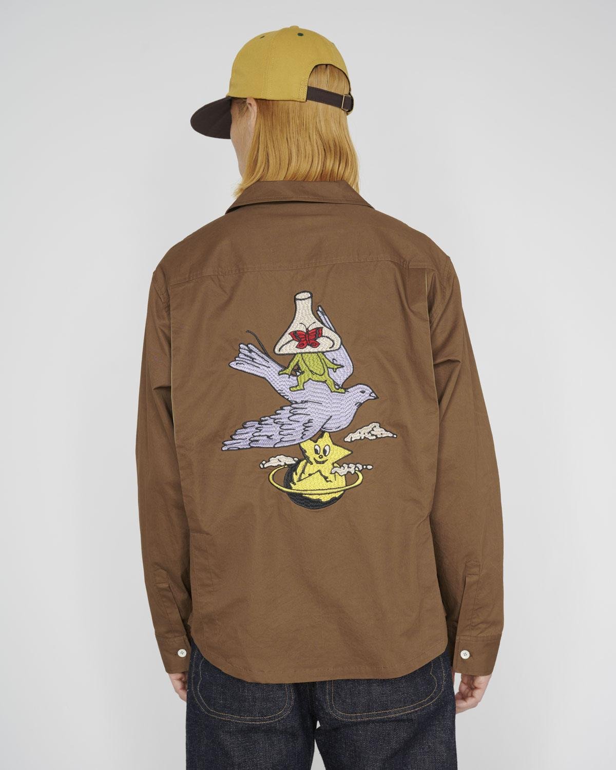 Brain Dead Poplin Camp Collar Shirt On Model