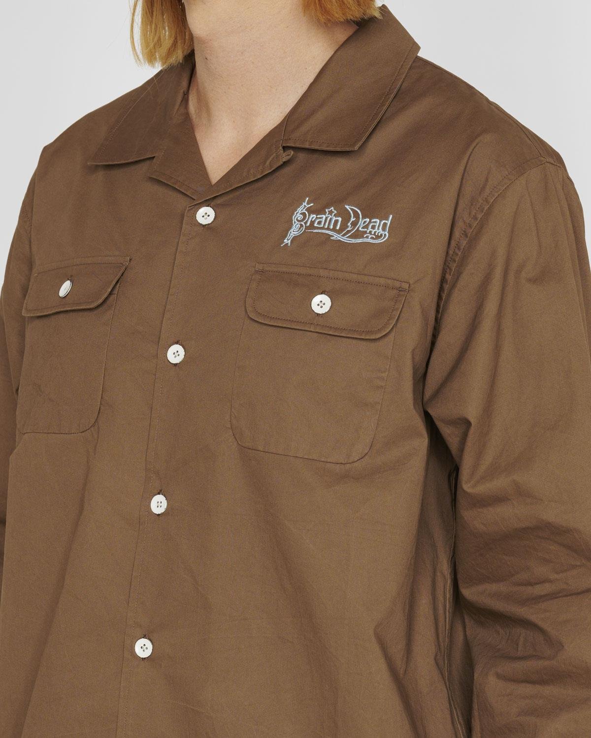 Brain Dead Poplin Camp Collar Shirt On Model