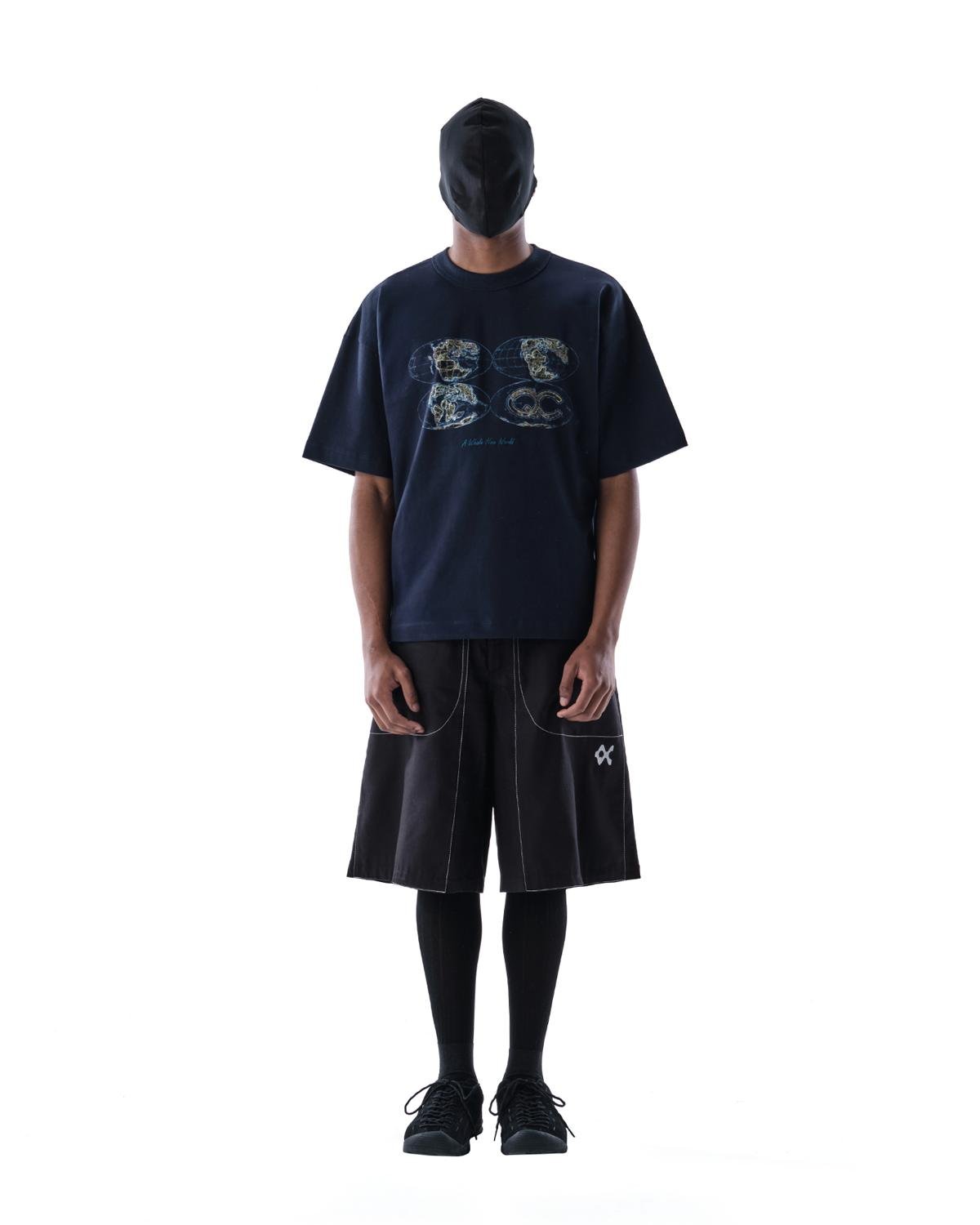 View from the front of a person wearing the Quadro Creations Pangea T-Shirt.