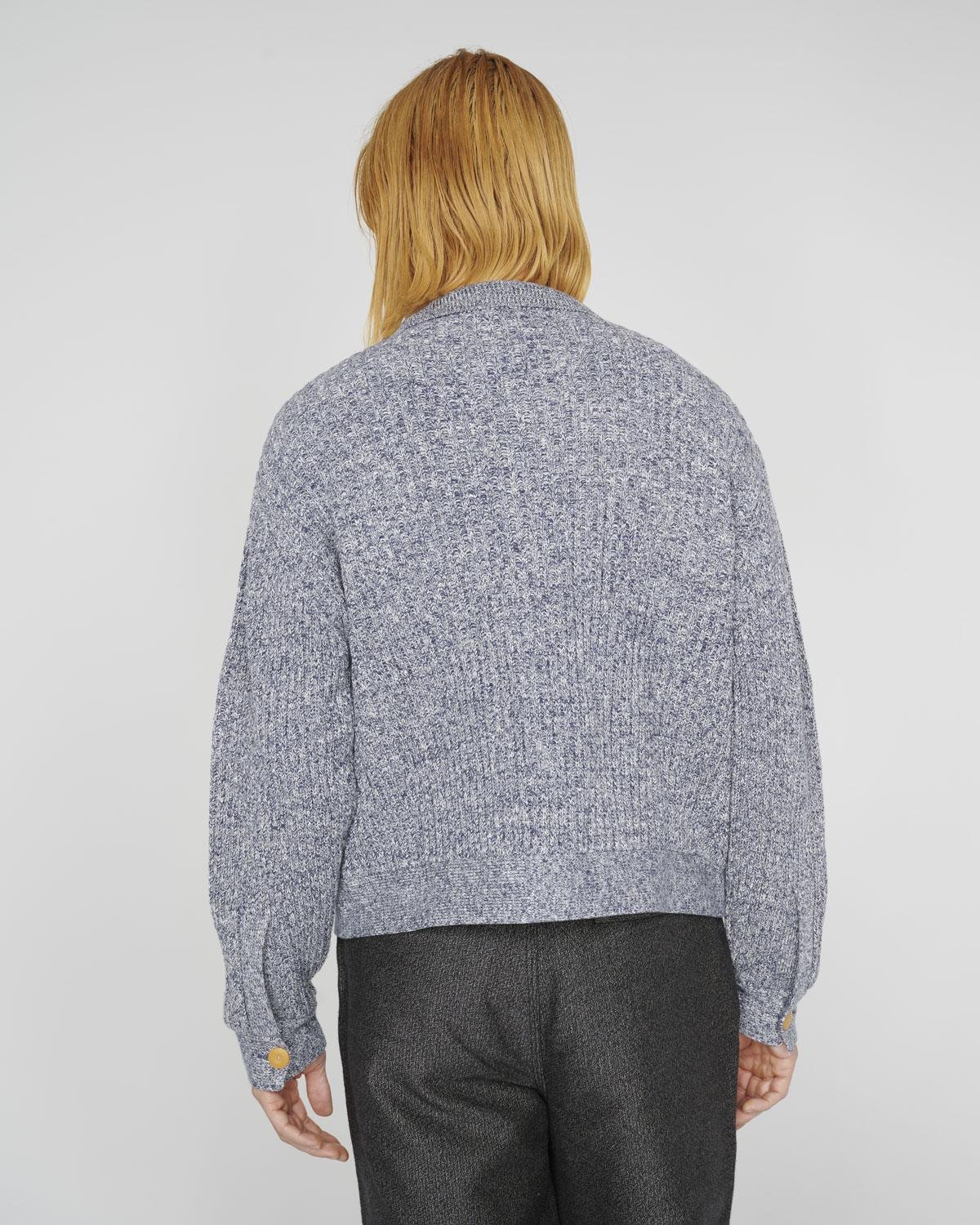 Brain Dead Rib Knit Button Up Sweater On Model