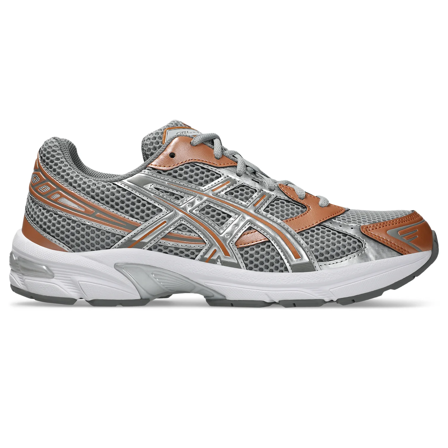 Asics Gel 1130 Cement Grey/Rust Orange side view in a white background