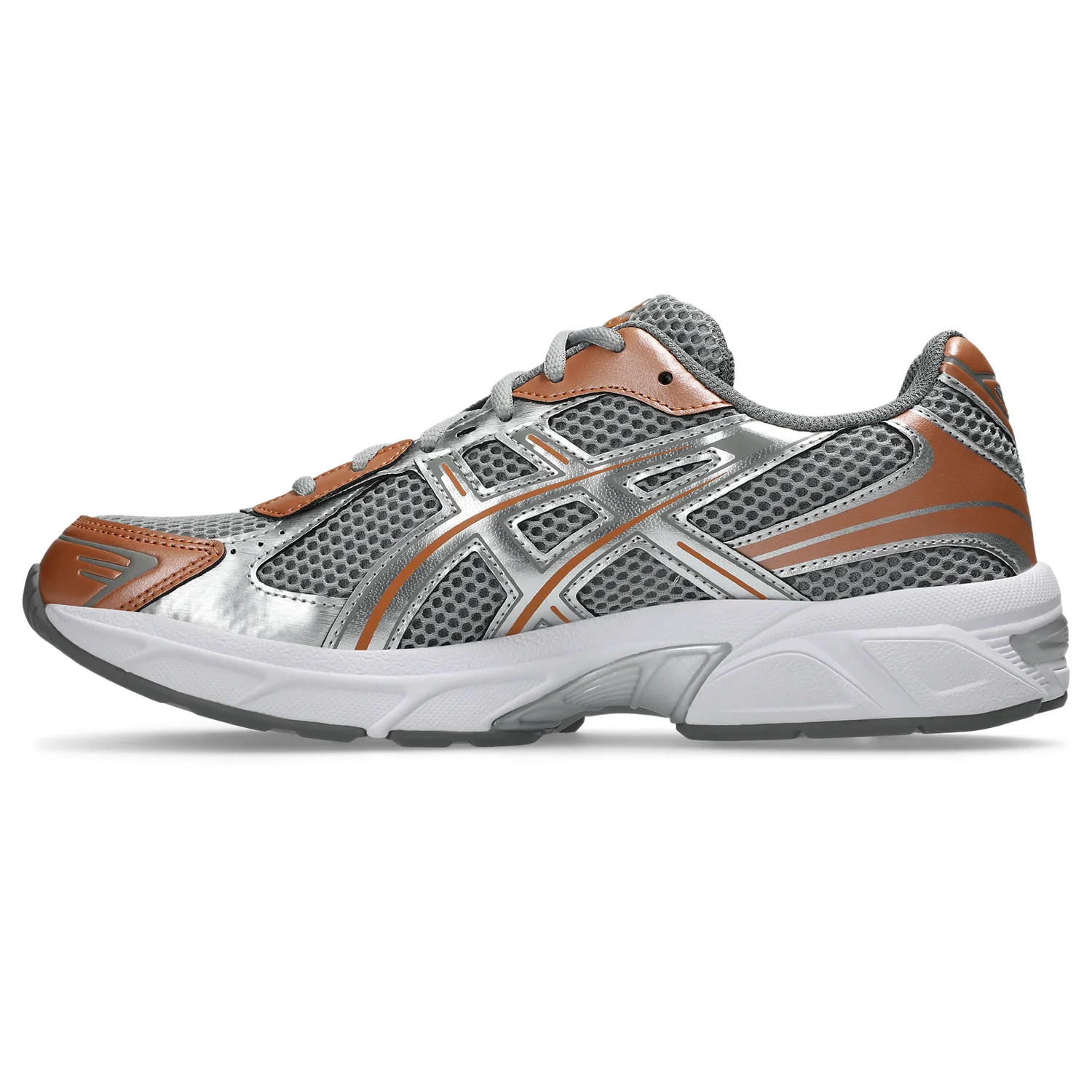 Asics Gel 1130 Cement Grey/Rust Orange side view in a white background