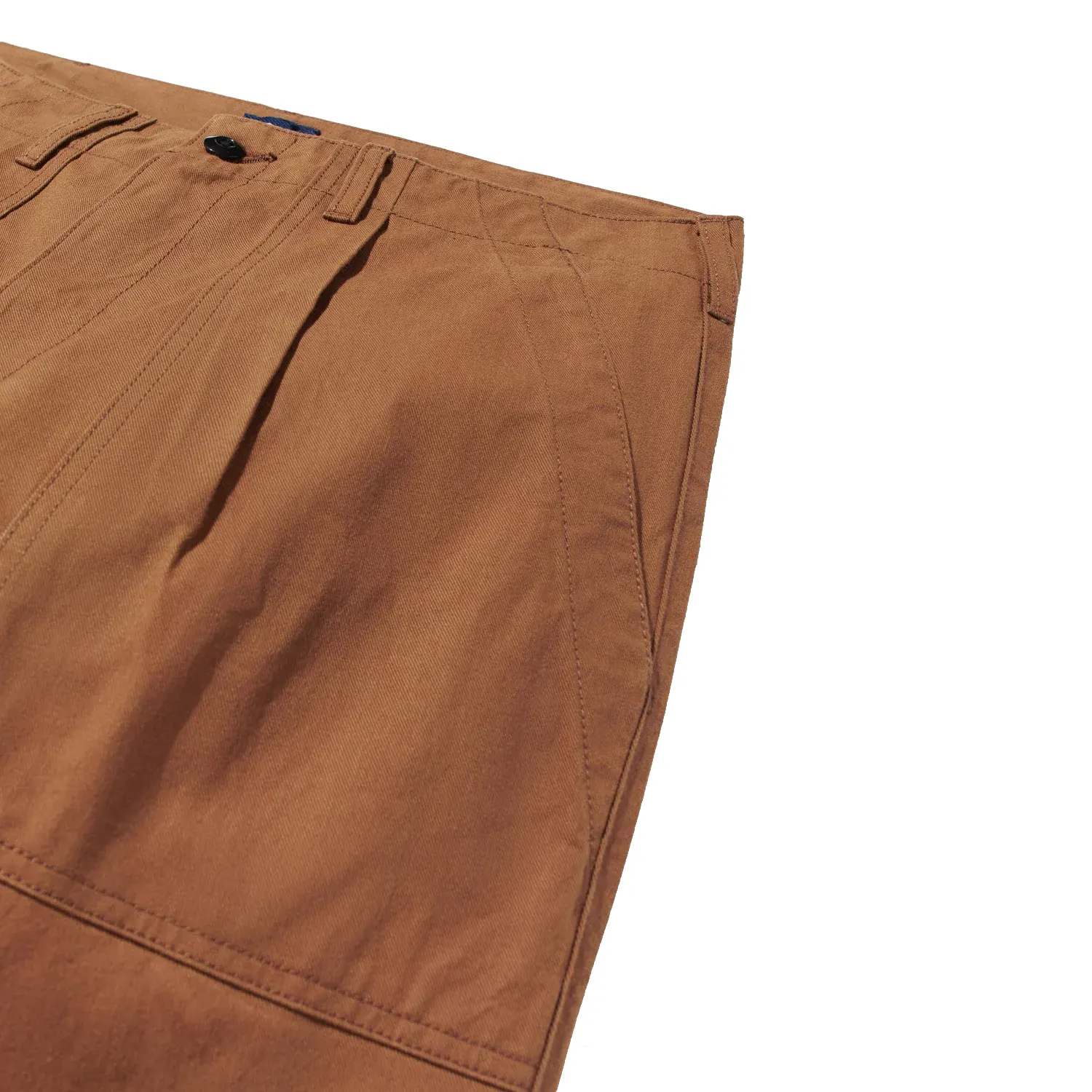 Noah Pleated Fatigue Pant Brown front view detail in a white background