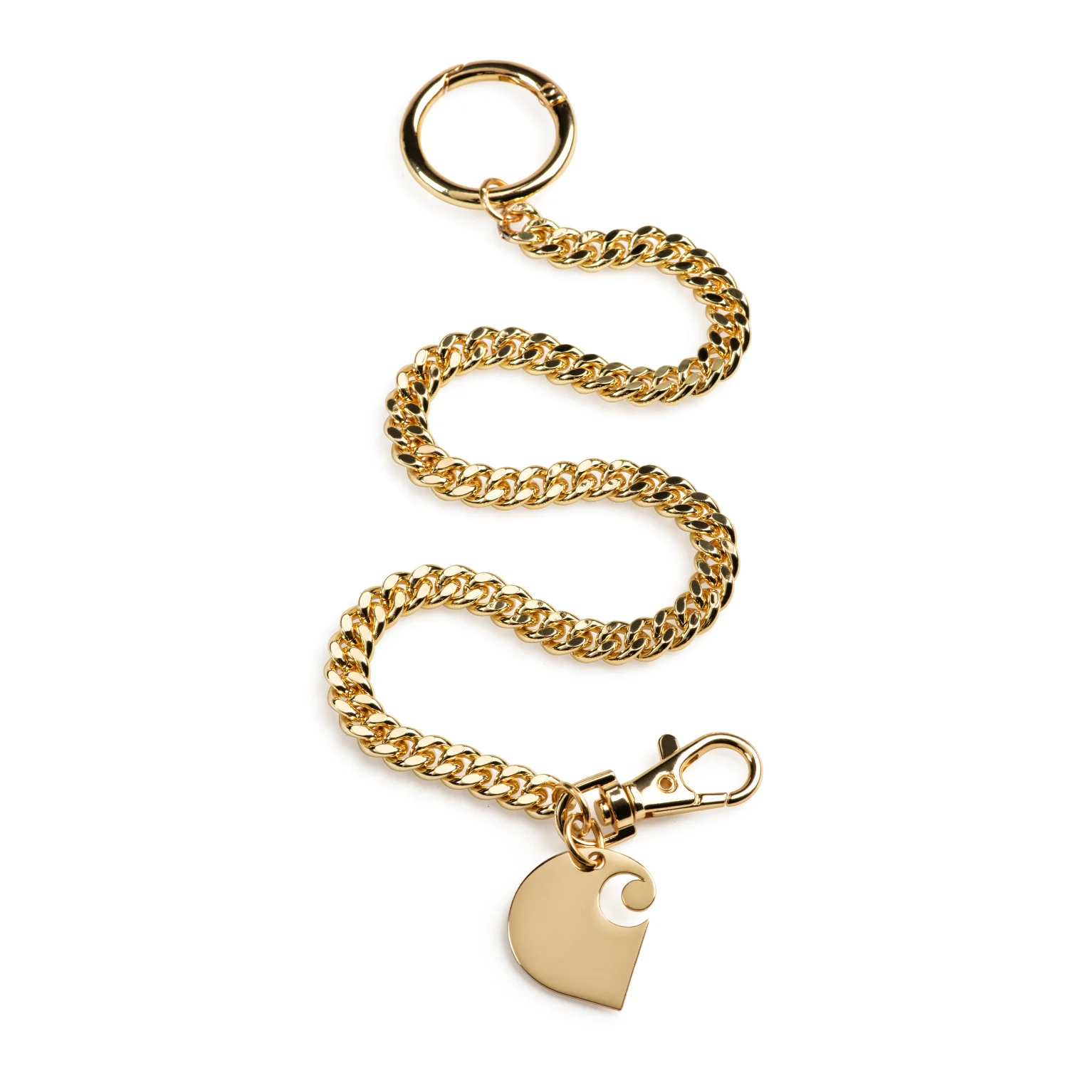Carhartt WIP Cuban Link Keychain Gold in a white background