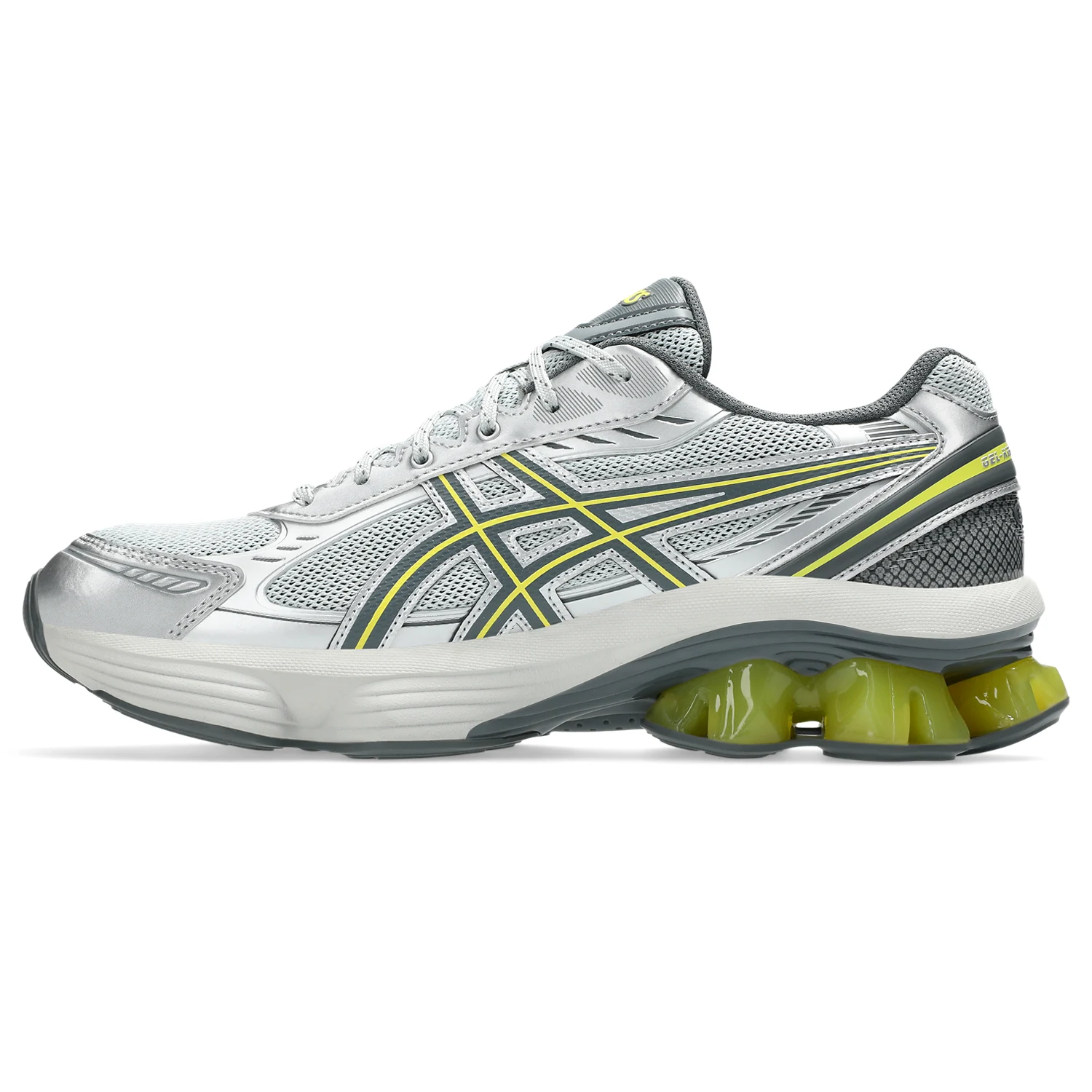 Asics Gel Kinetic Fluent Grey side view in a white background