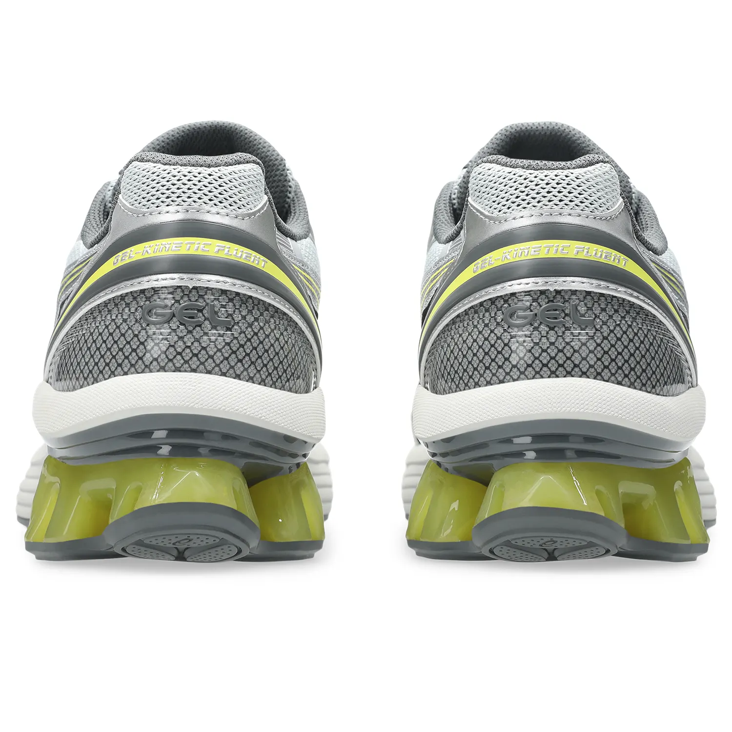 Asics Gel Kinetic Fluent Grey back view in a white background