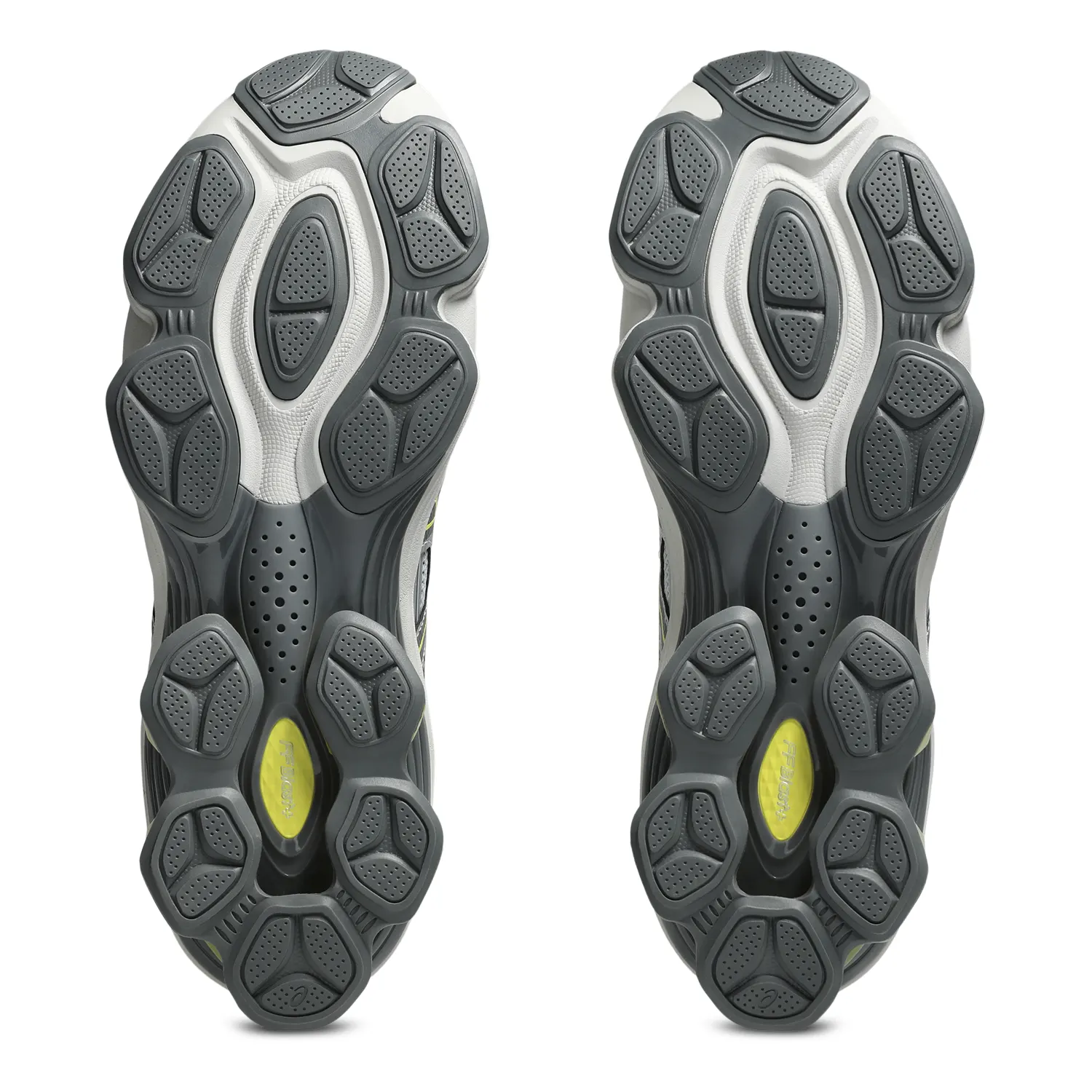 Asics Gel Kinetic Fluent Grey bottom view in a white background