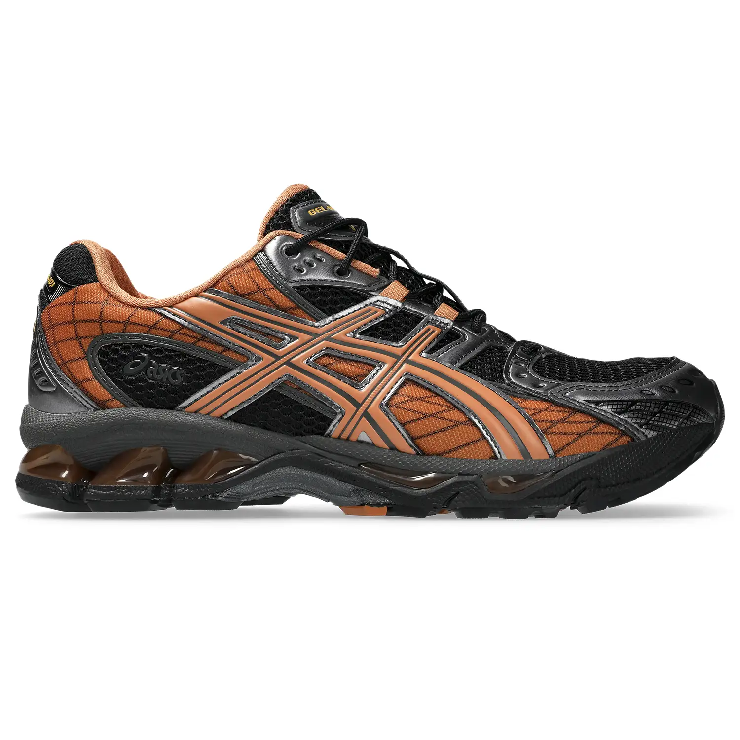 Asics Gel Nimbus 10.1 Black/Rust Orange side view in a white background
