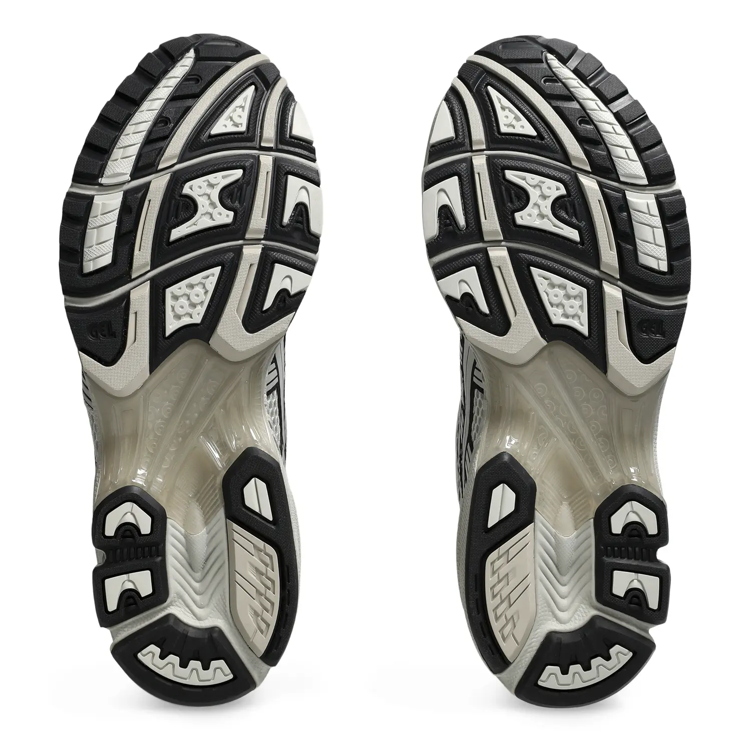 Asics Gel Kayano 14 Smoke Grey/Smoke Grey bottom view in a white background