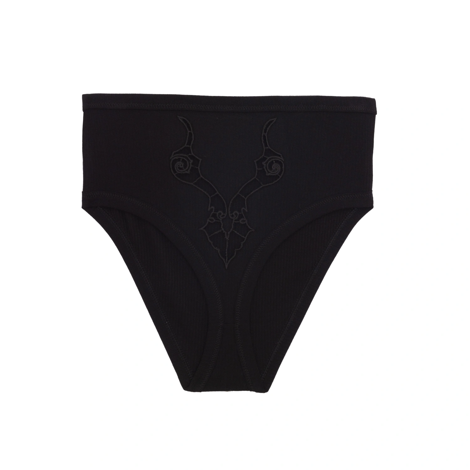Baserange Cable Highwaist Pants Black front view in a white background