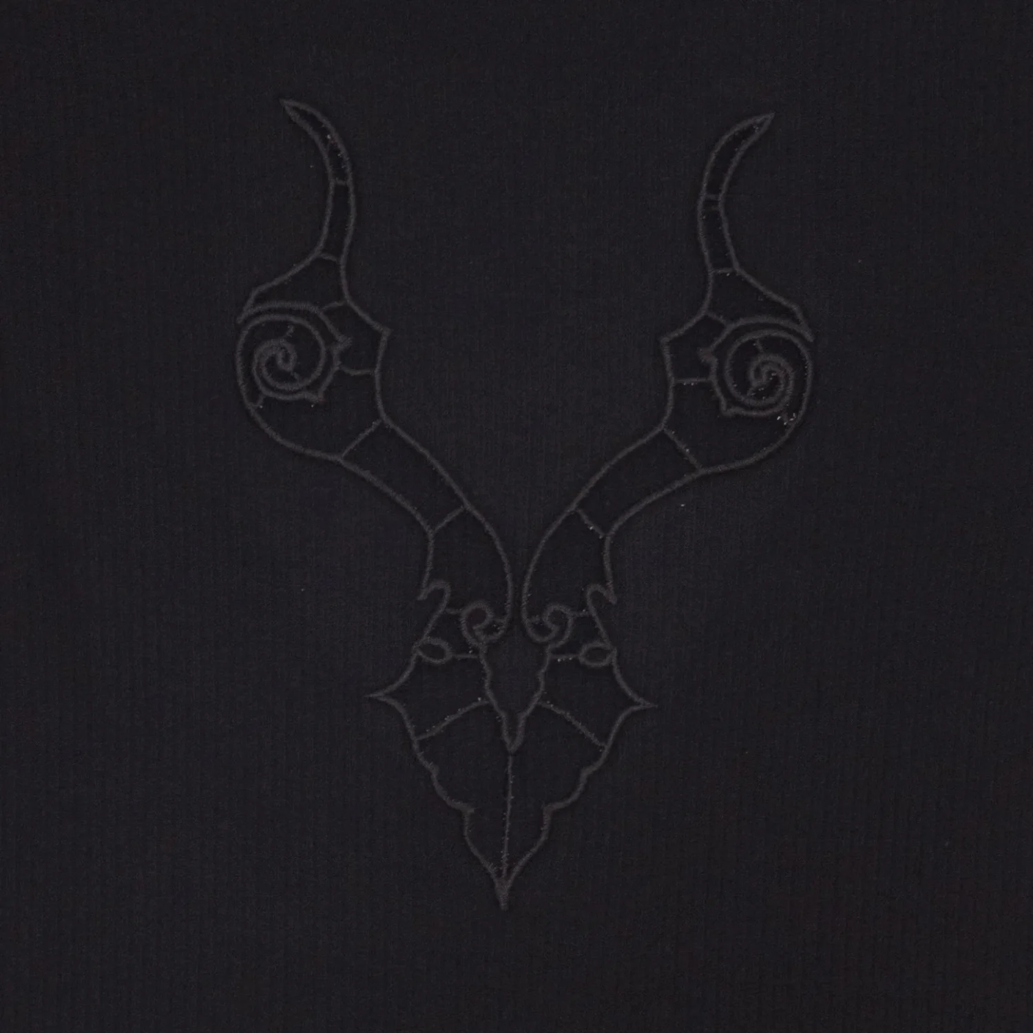 Baserange Cable Tee Shirt Black front view detail in a white background