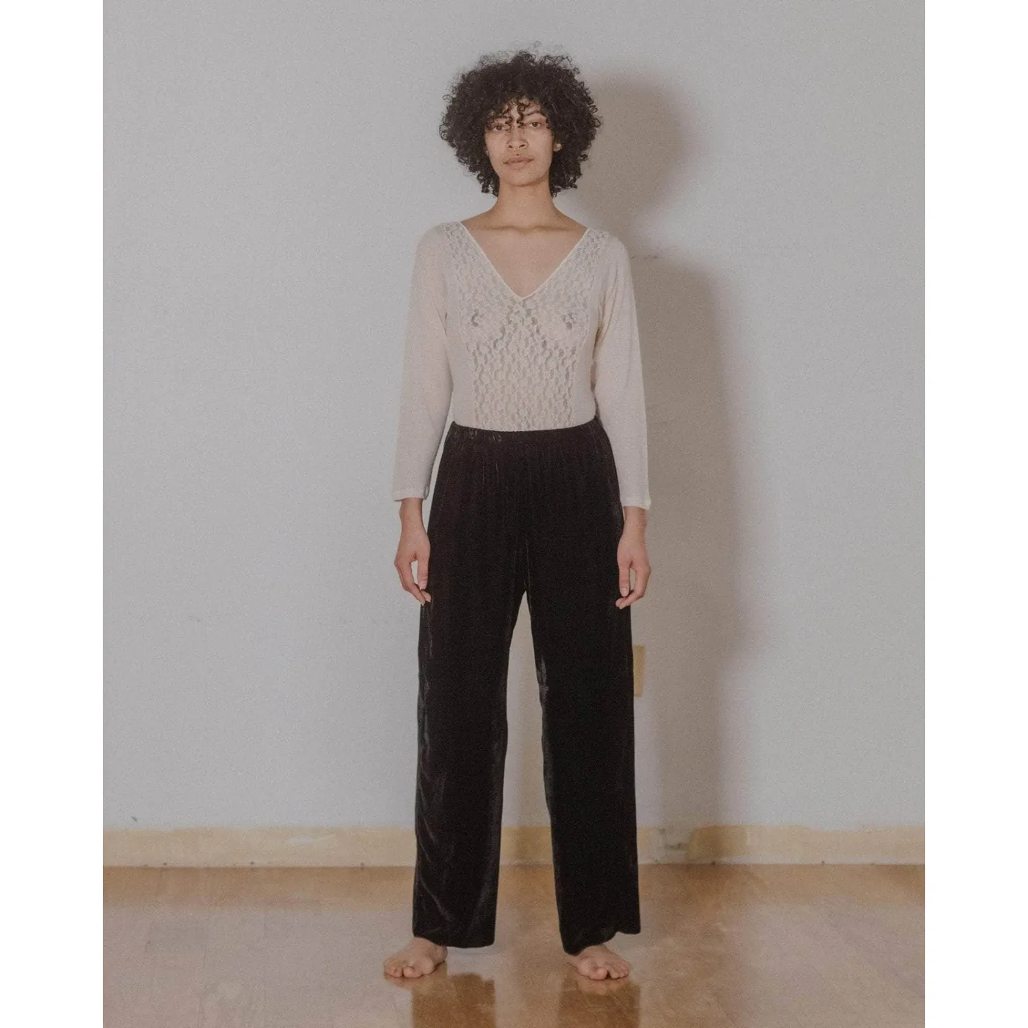 Baserange Olin Pants Black front view on model