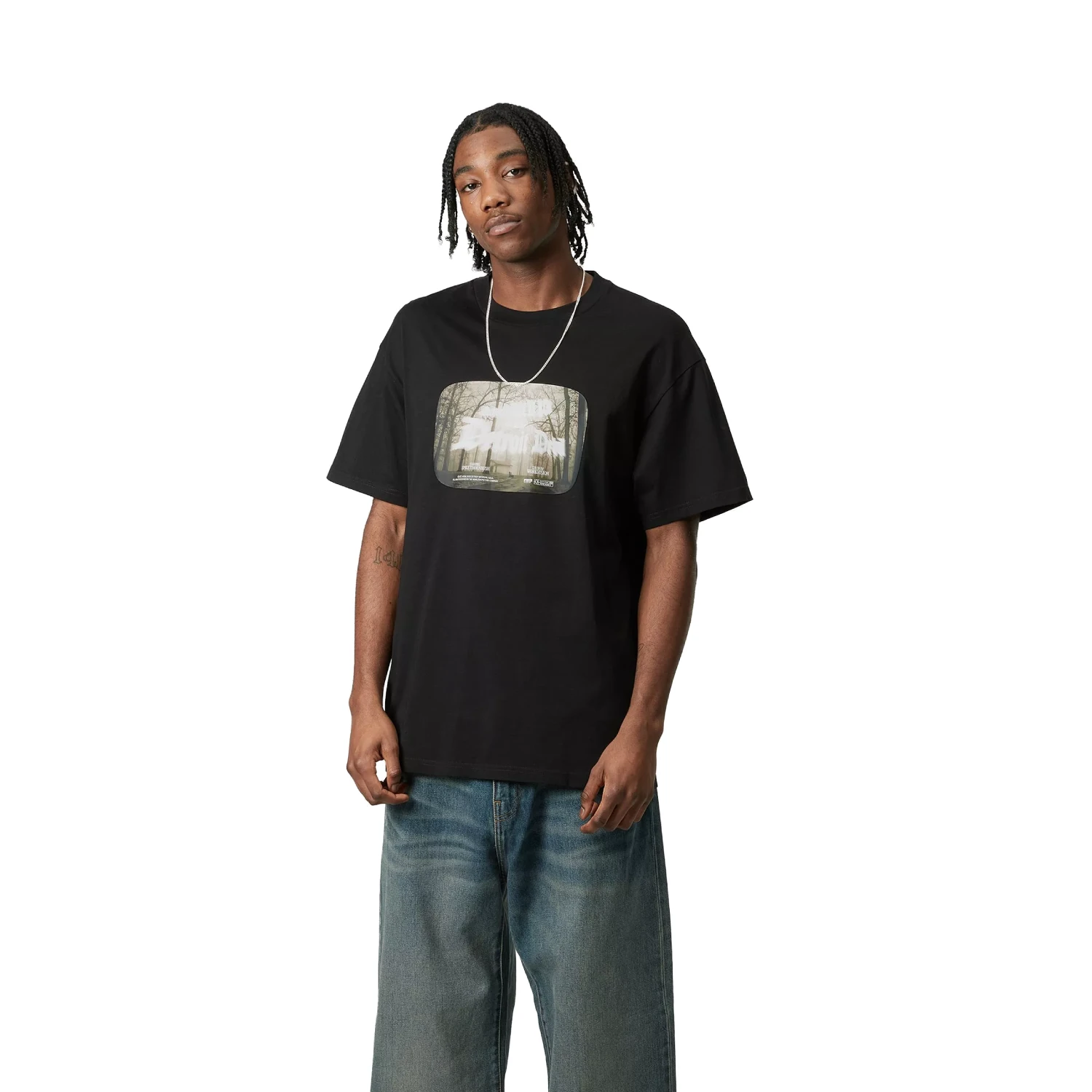 Carhartt WIP Greatest Flicks T-Shirt Black front view on model in a white background
