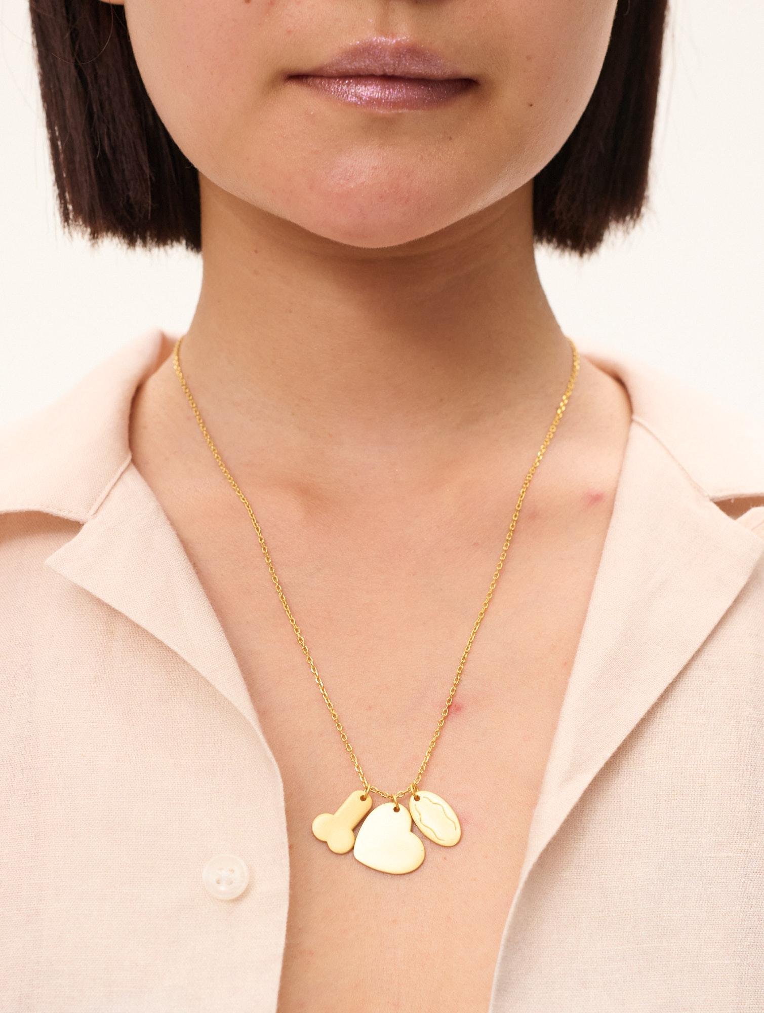 Carne Bollente Gold & Naughty Necklace Silver On Model