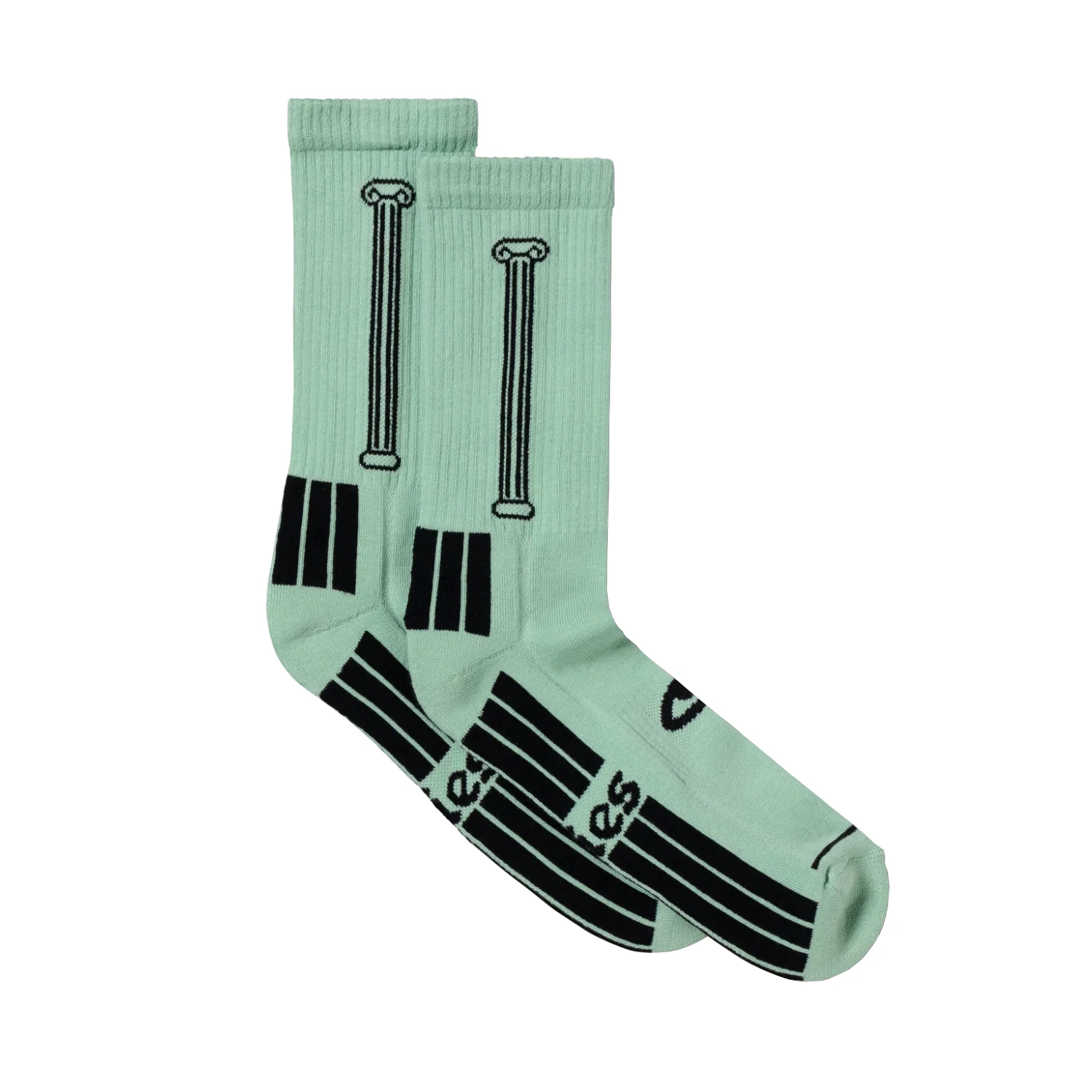 Aries Column Sock Green side view in a white background