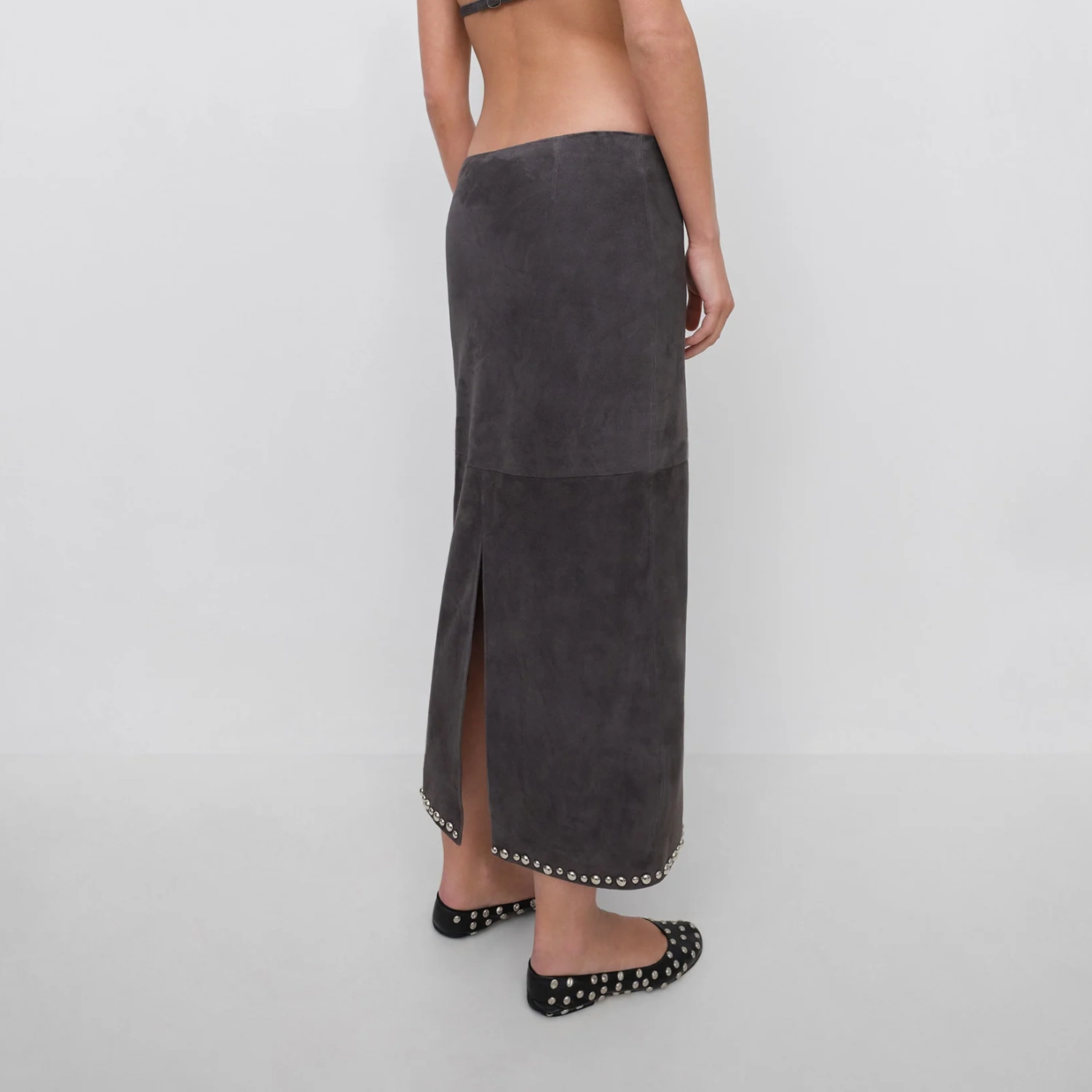 Gimaguas Bella Midi Skirt Grey back view on model