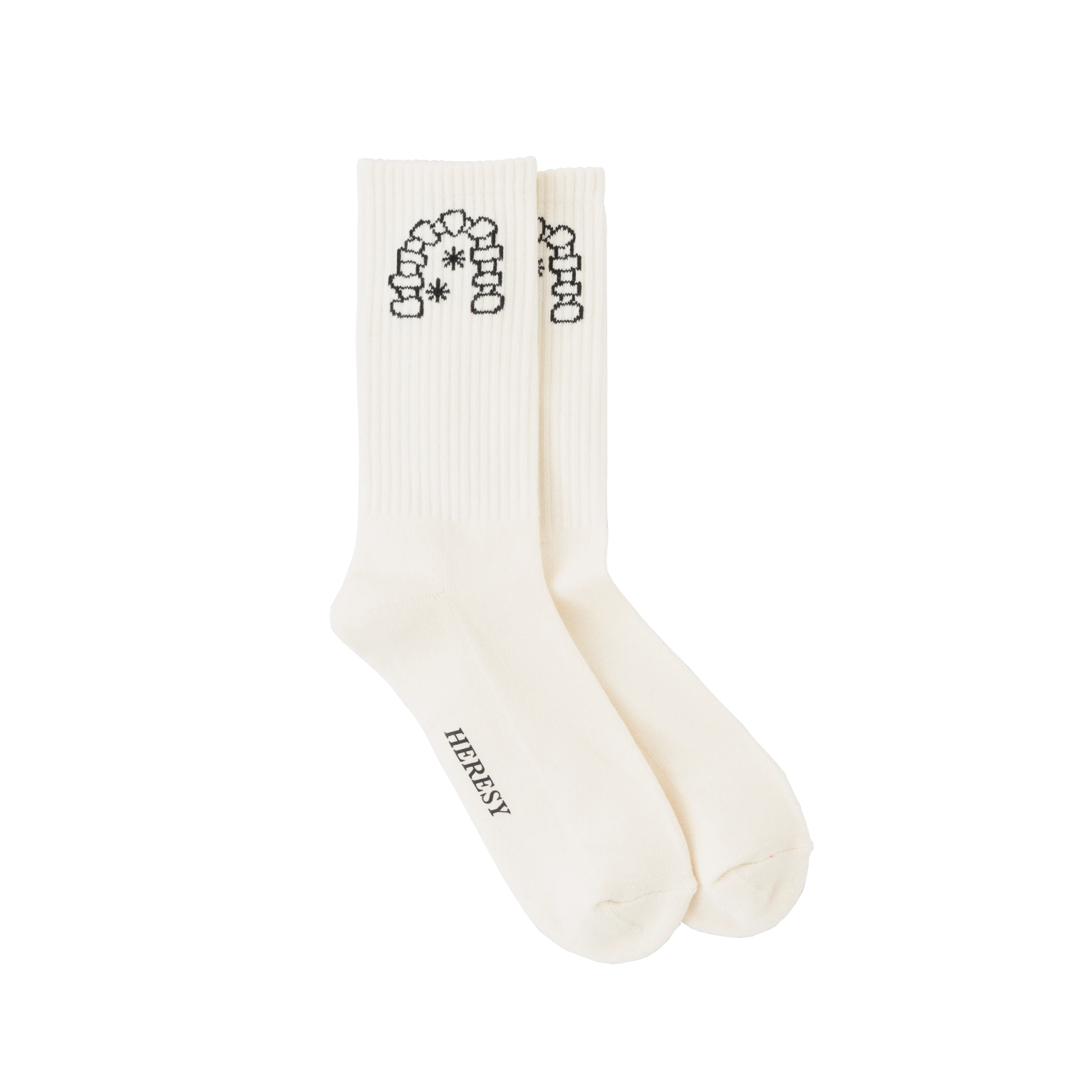 Heresy Arch Socks pair in a white background