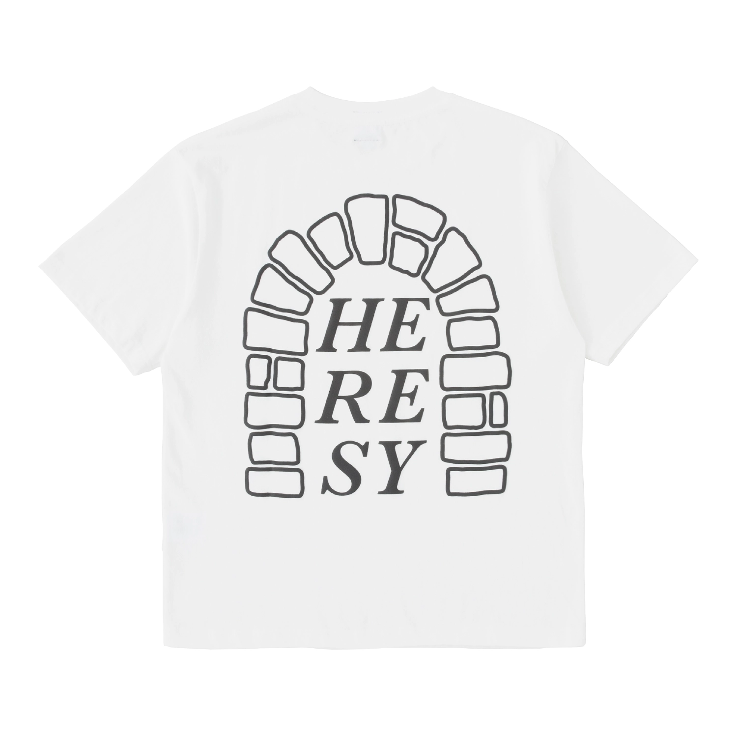 Heresy Arch T-Shirt Ecru back view in a white background