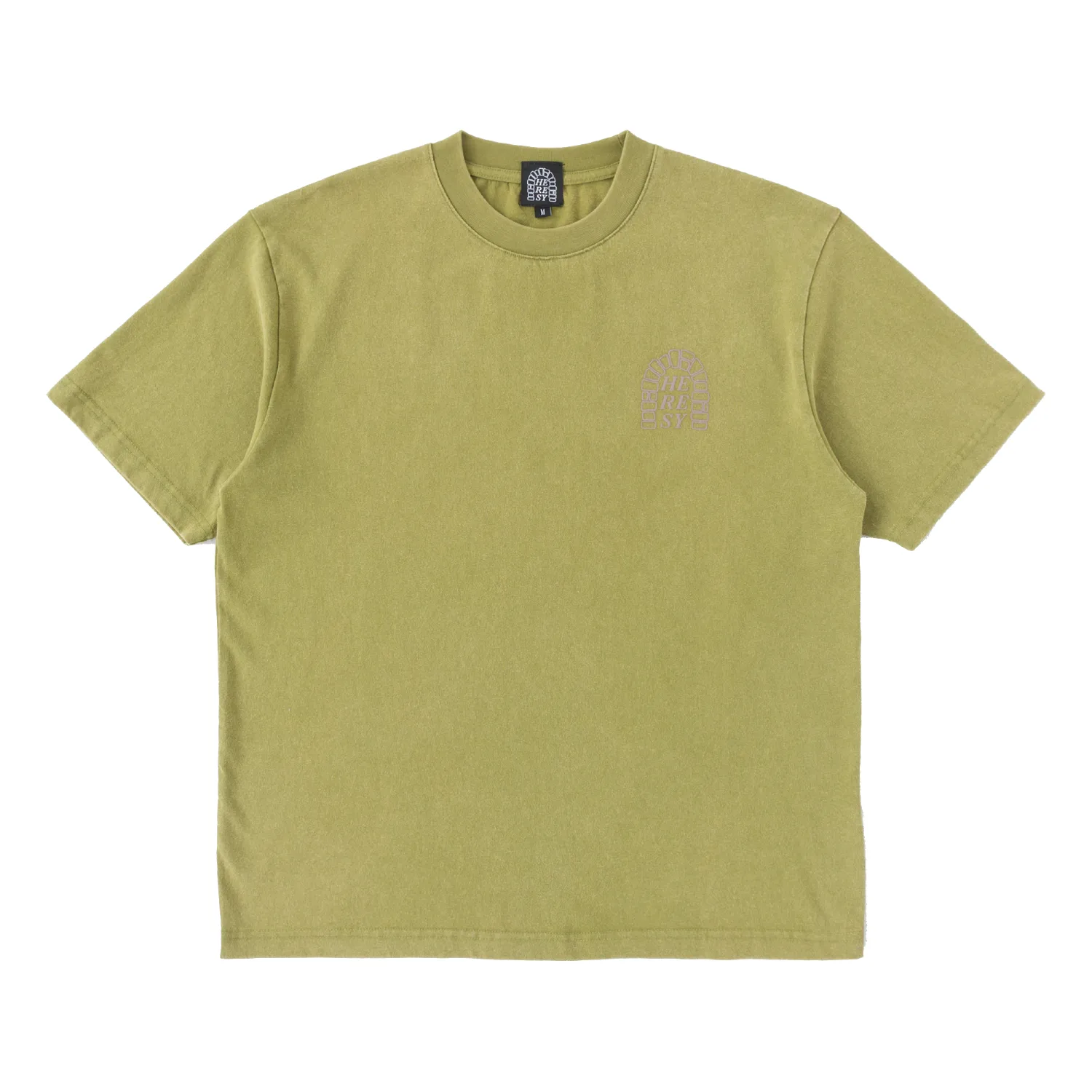 Heresy Arch T-Shirt Green front view in a white background