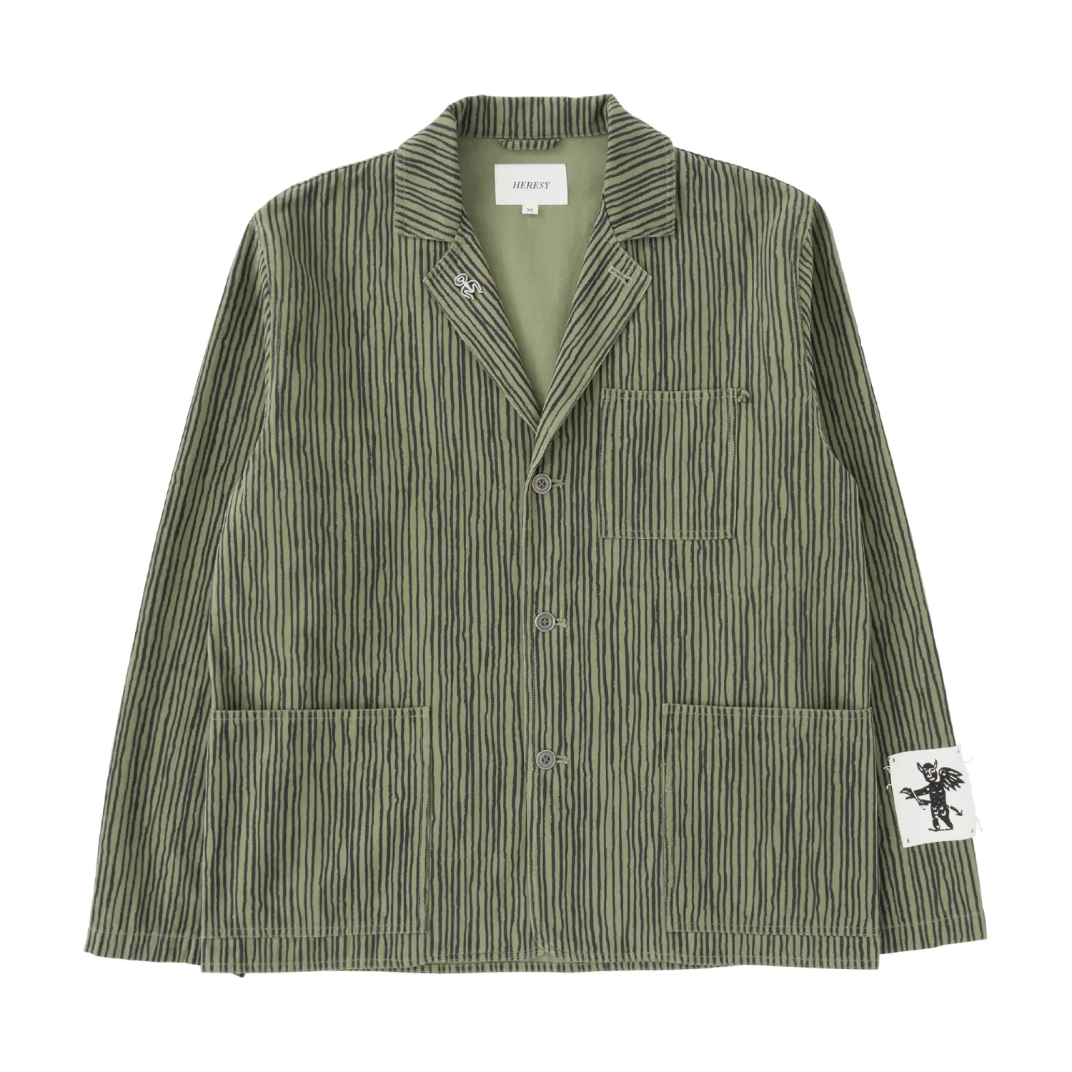 Heresy Barrow Jacket Green front view in a white background