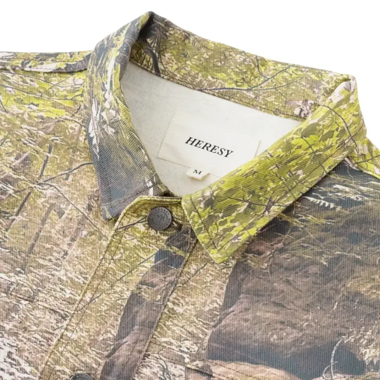 Heresy Dunino Jacket front view collar detail in a white background