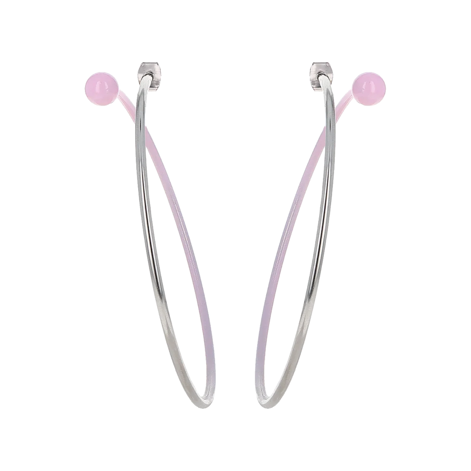 Justine Clenquet Marfa Gradient Pink Earrings in a white background