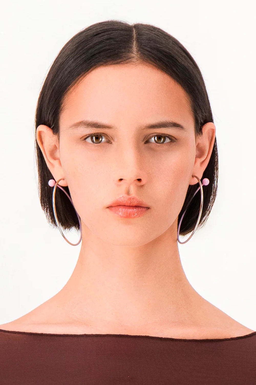 Justine Clenquet Marfa Gradient Pink Earrings on model