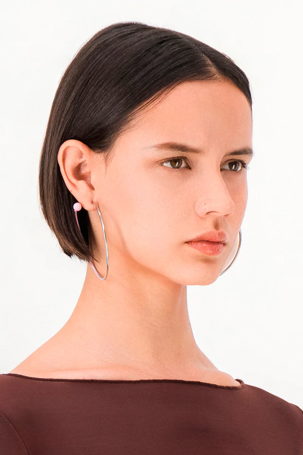 Justine Clenquet Marfa Gradient Pink Earrings on model