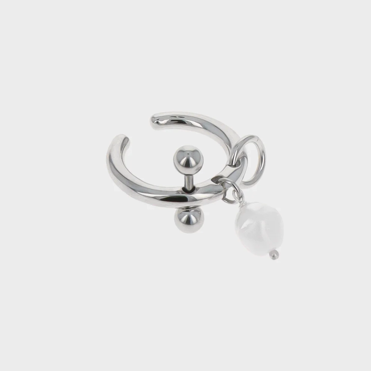 Justine Clenquet Nikki Ring Palladium in a grey background