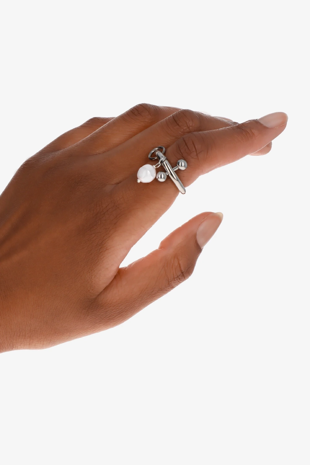 Justine Clenquet Nikki Ring Palladium on model