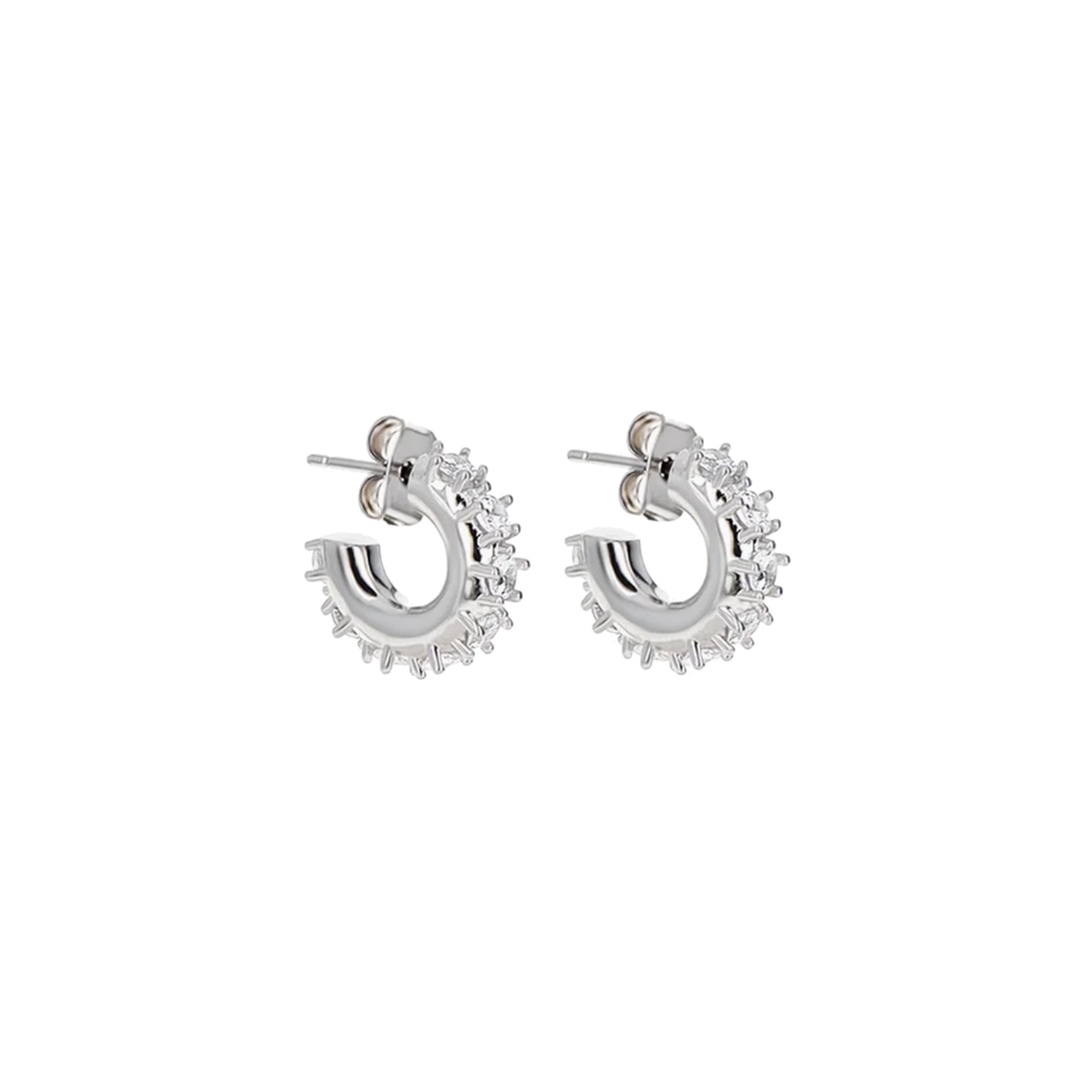 Nina Small Earrings Silver in a white background