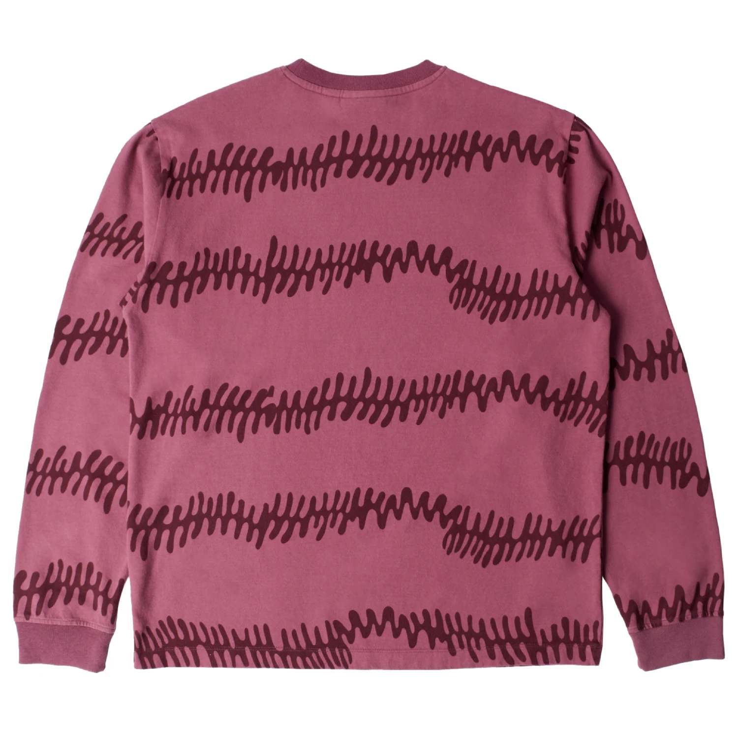 by Parra Stitched skull long sleeve t-shirt Washed magenta back view in a white background