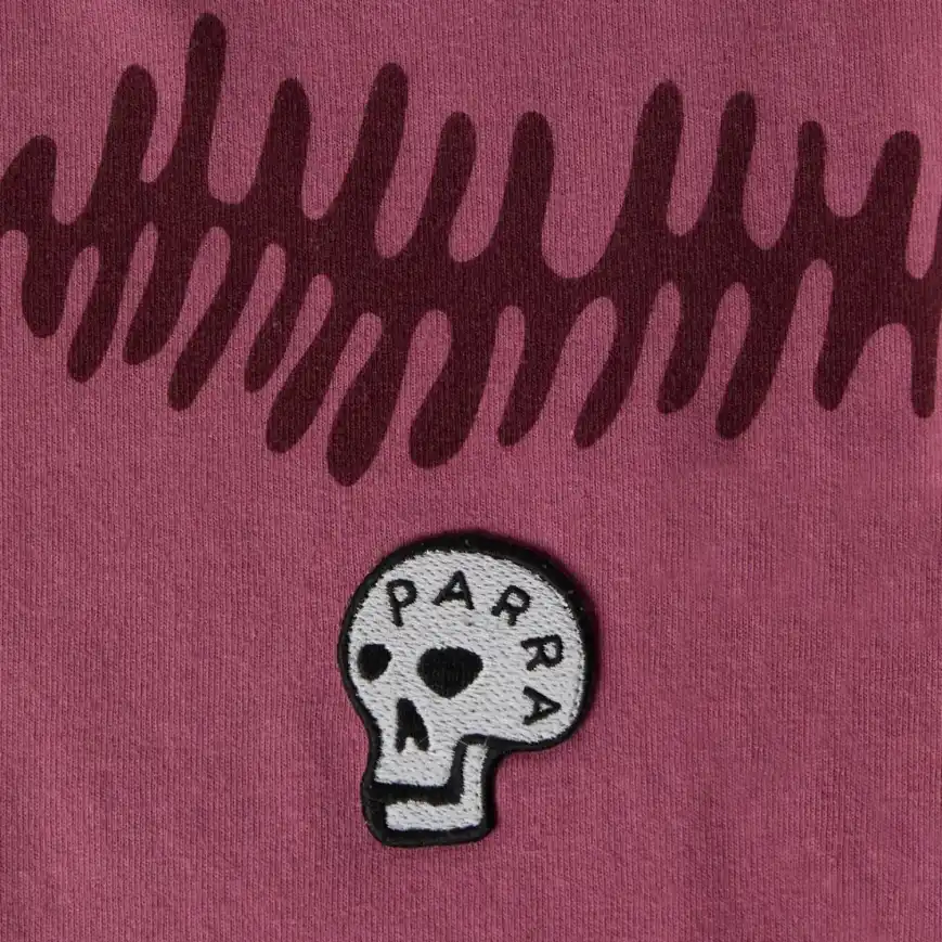 by Parra Stitched skull long sleeve t-shirt Washed magenta front view detail