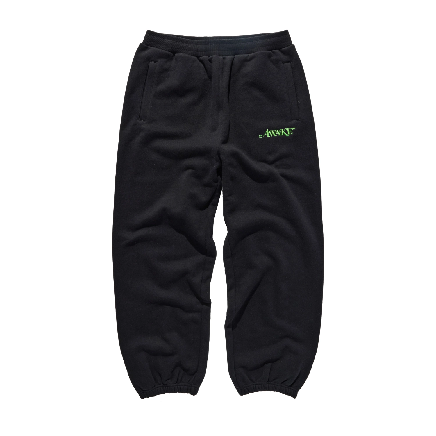 Awake NY Classic Logo Sweatpants Black front view in a white background