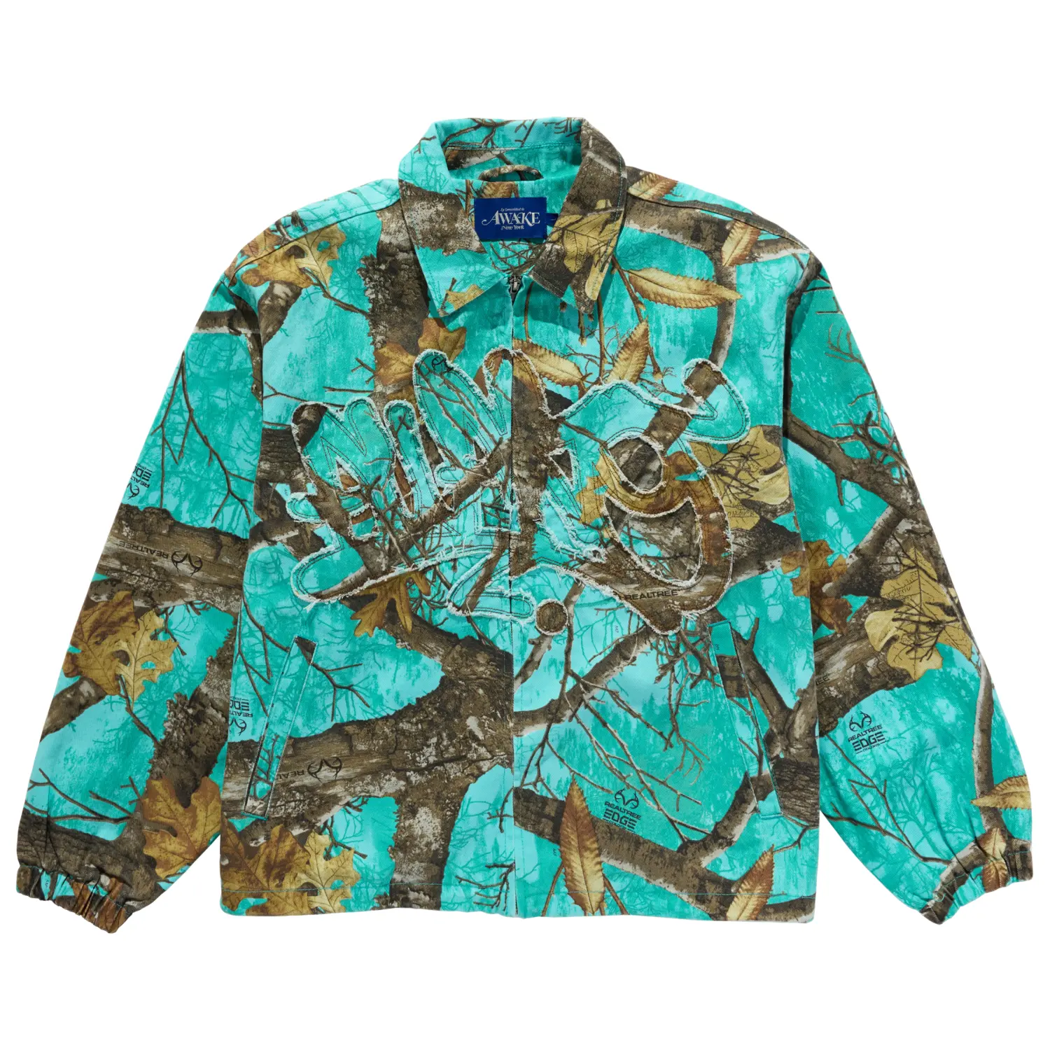 Awake NY Coaches Jacket Seaglass front view in a white background