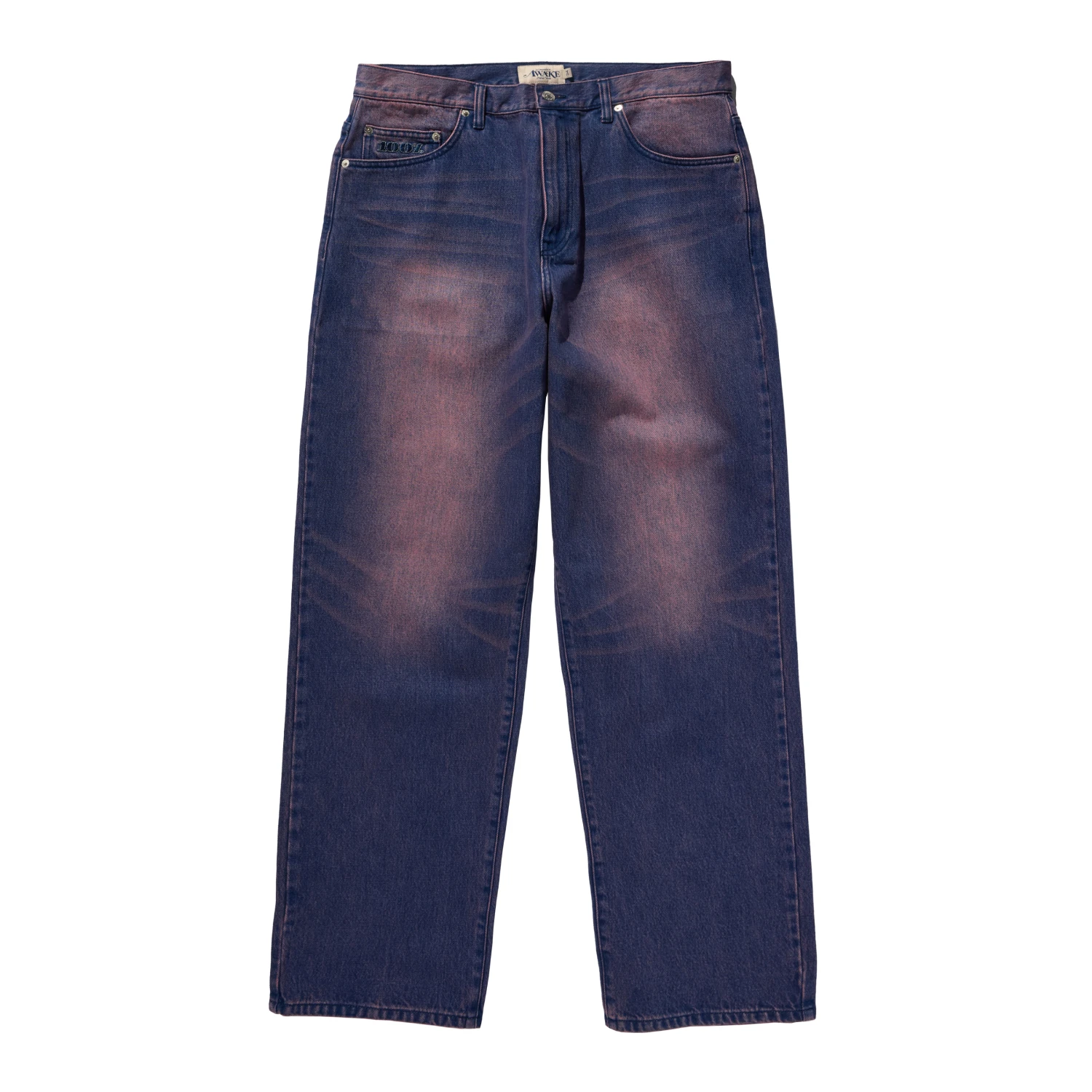 Awake NY Five Pocket 100 Denim Pant Pink front view in a white background