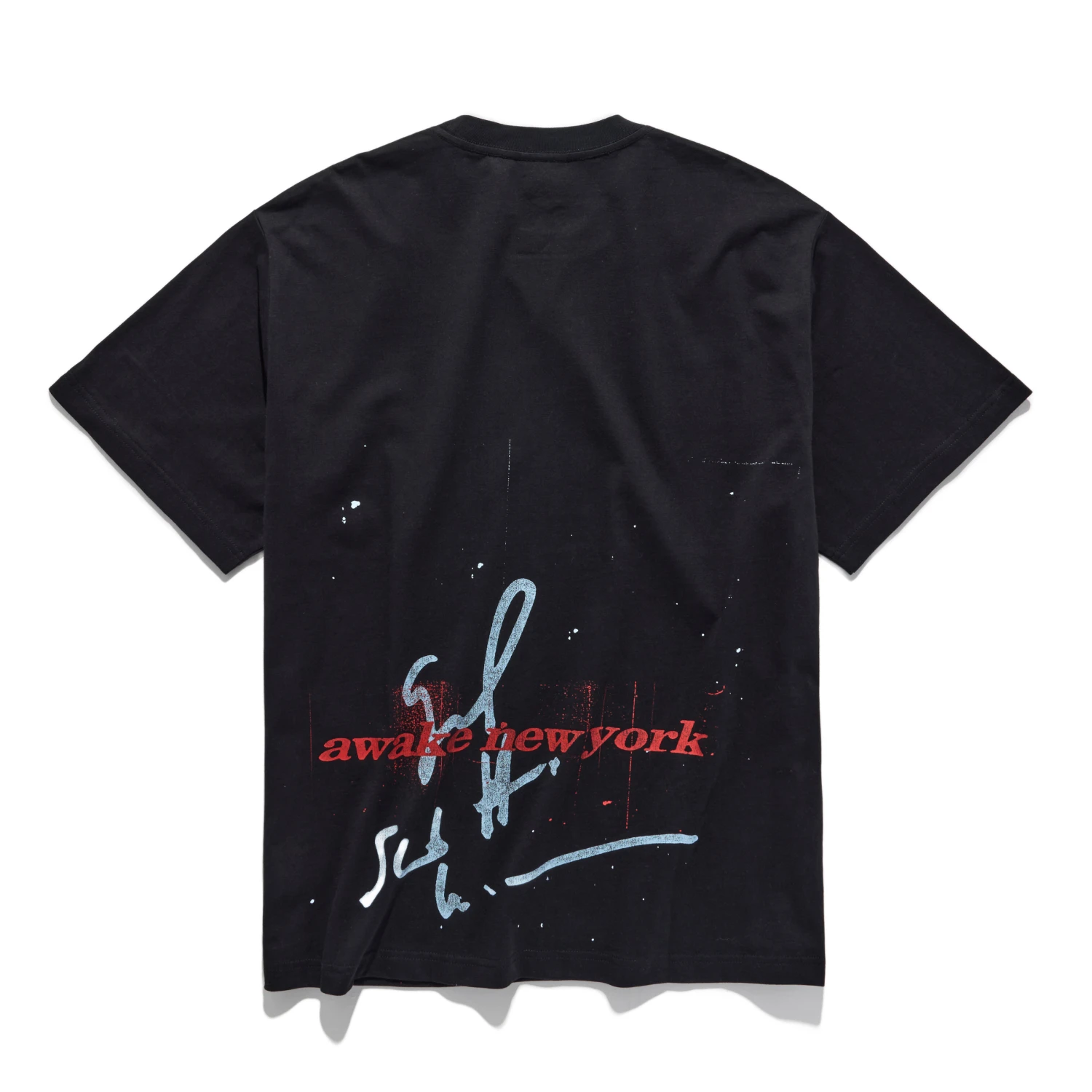 Awake NY Icon See Tee Black back view in a white background