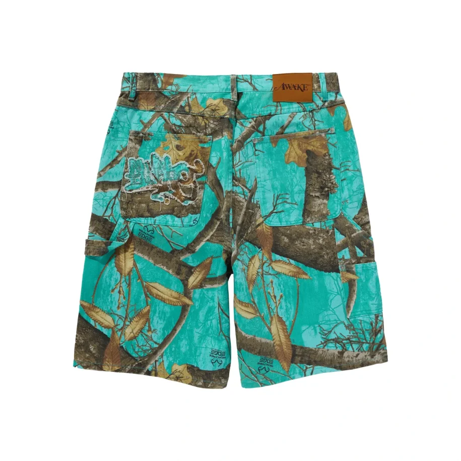 Awake NY Painter Shorts Seaglass back view in a white background